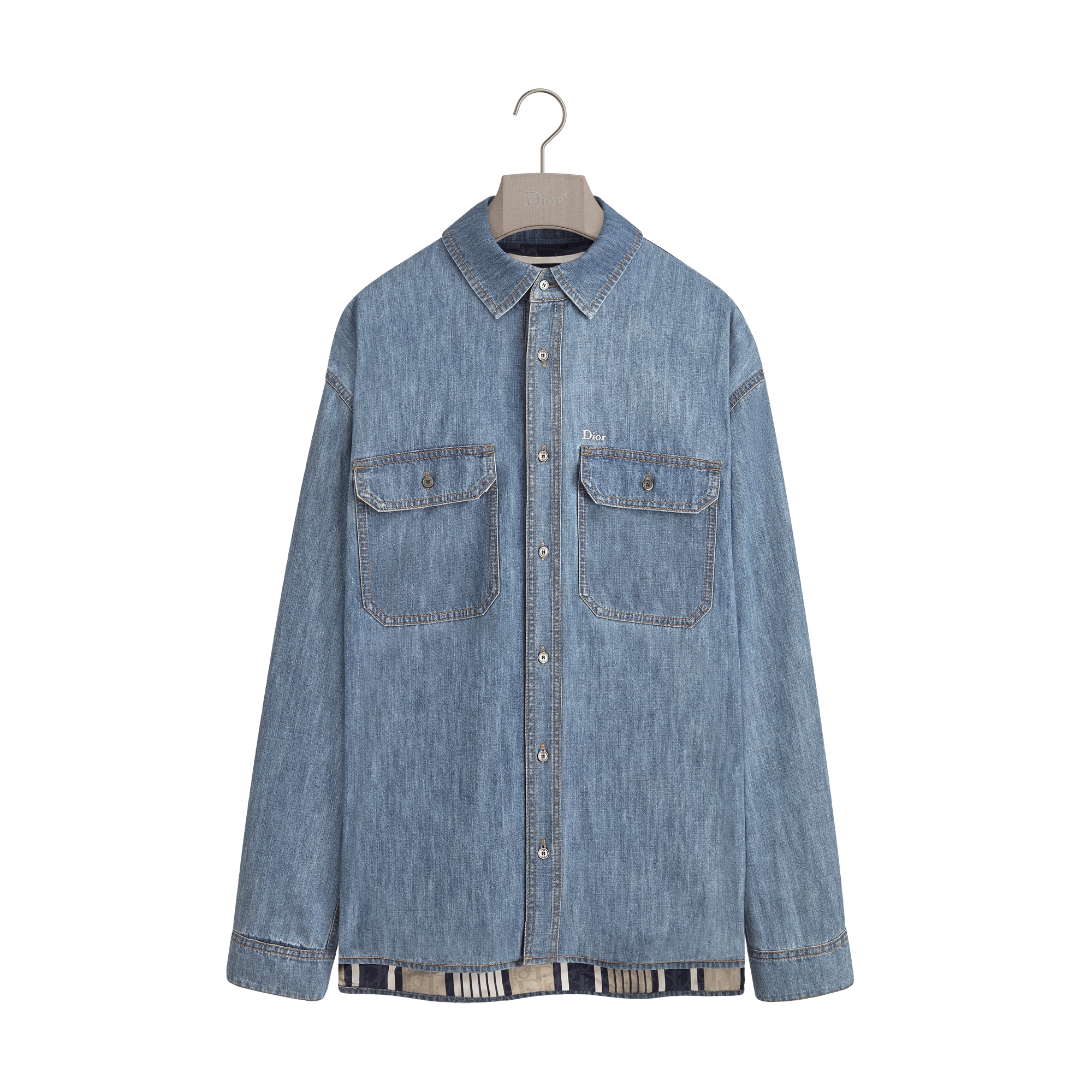 Dioriviera Dior Oblique Sun Stripes Overshirt Blue Cotton | DIOR