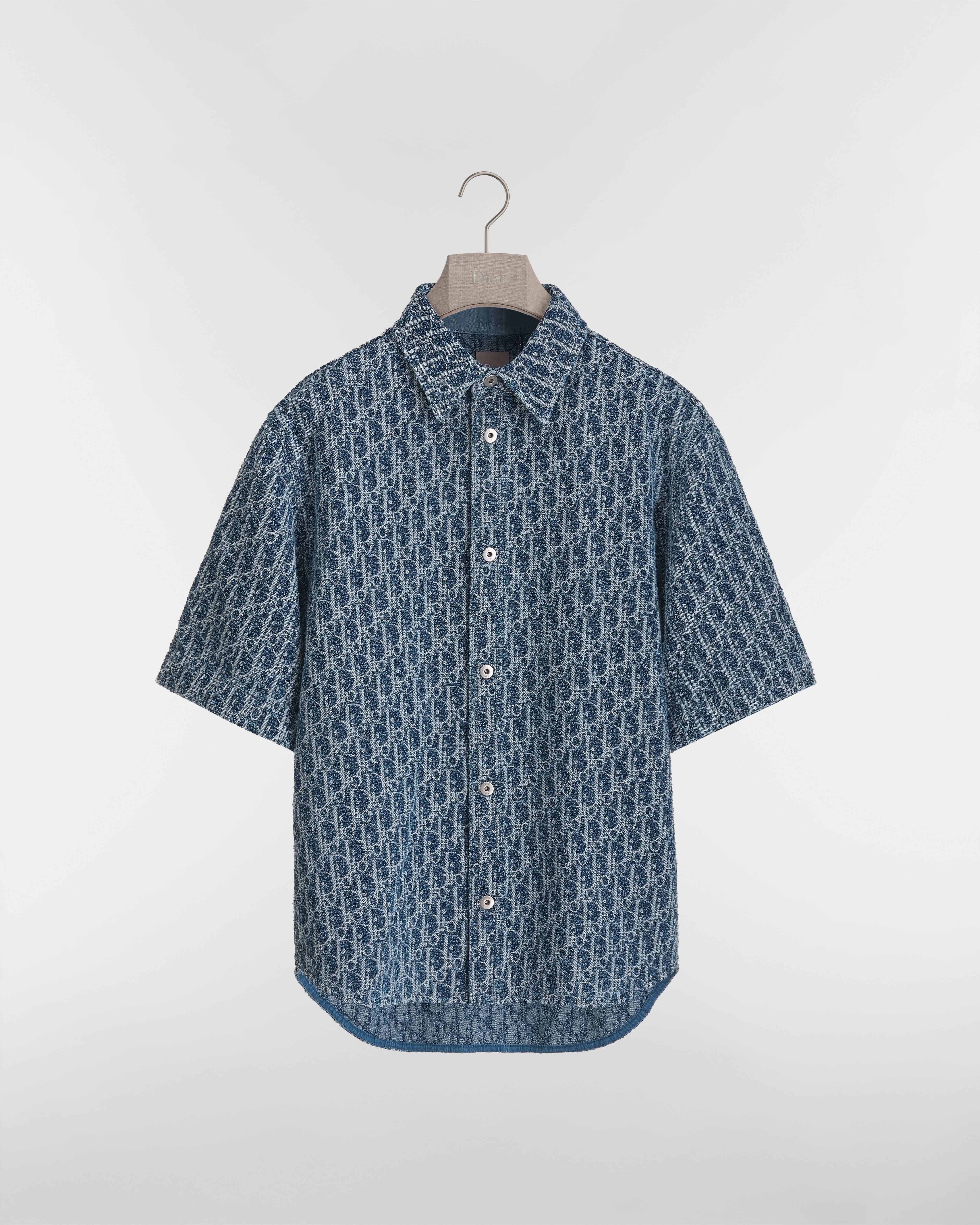 Dior Oblique Kurzarmhemd, Comfortable Fit Weicher Twill aus Baumwollmischung in Blau E01