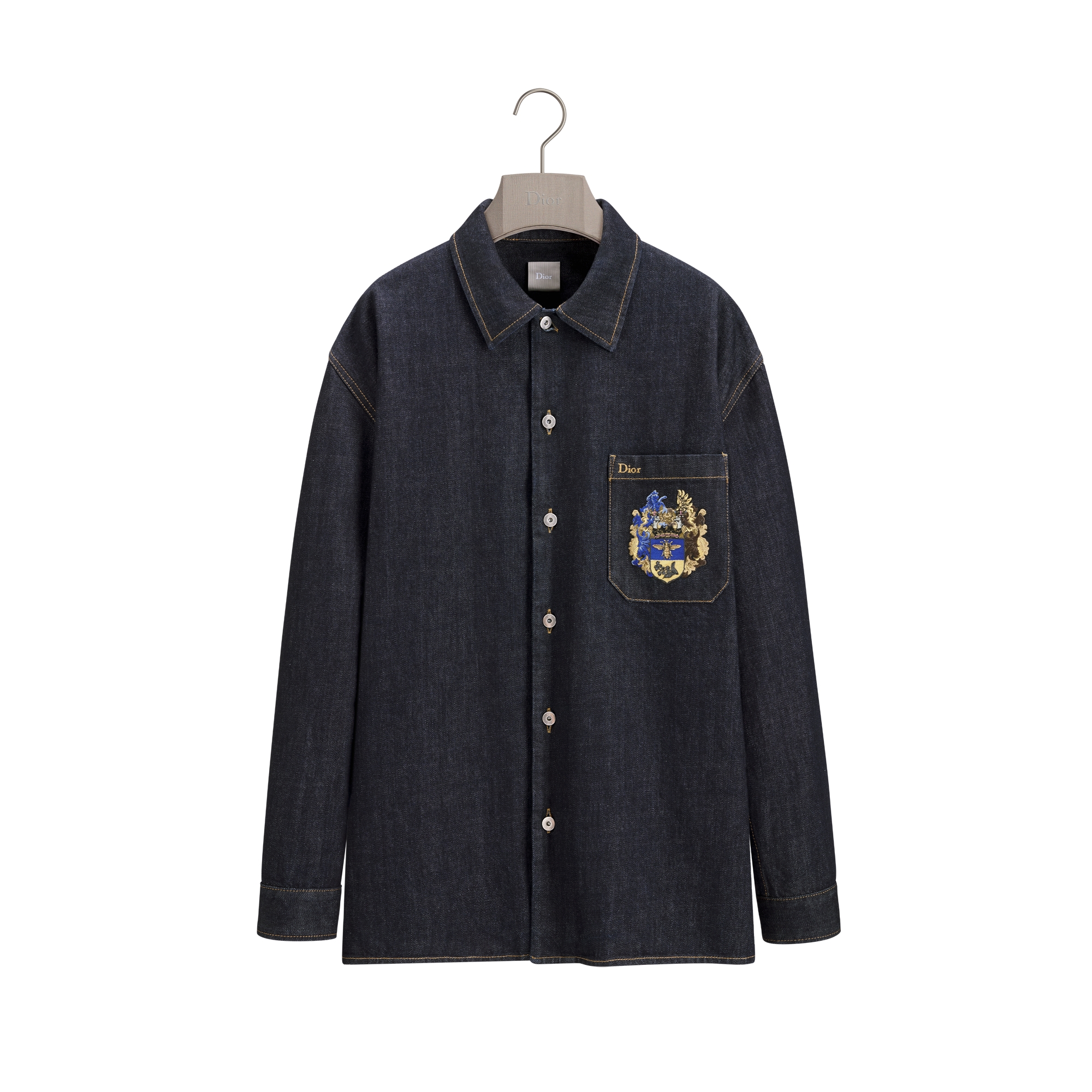 Dior Blason Denim Overshirt Blue Cotton Twill E01