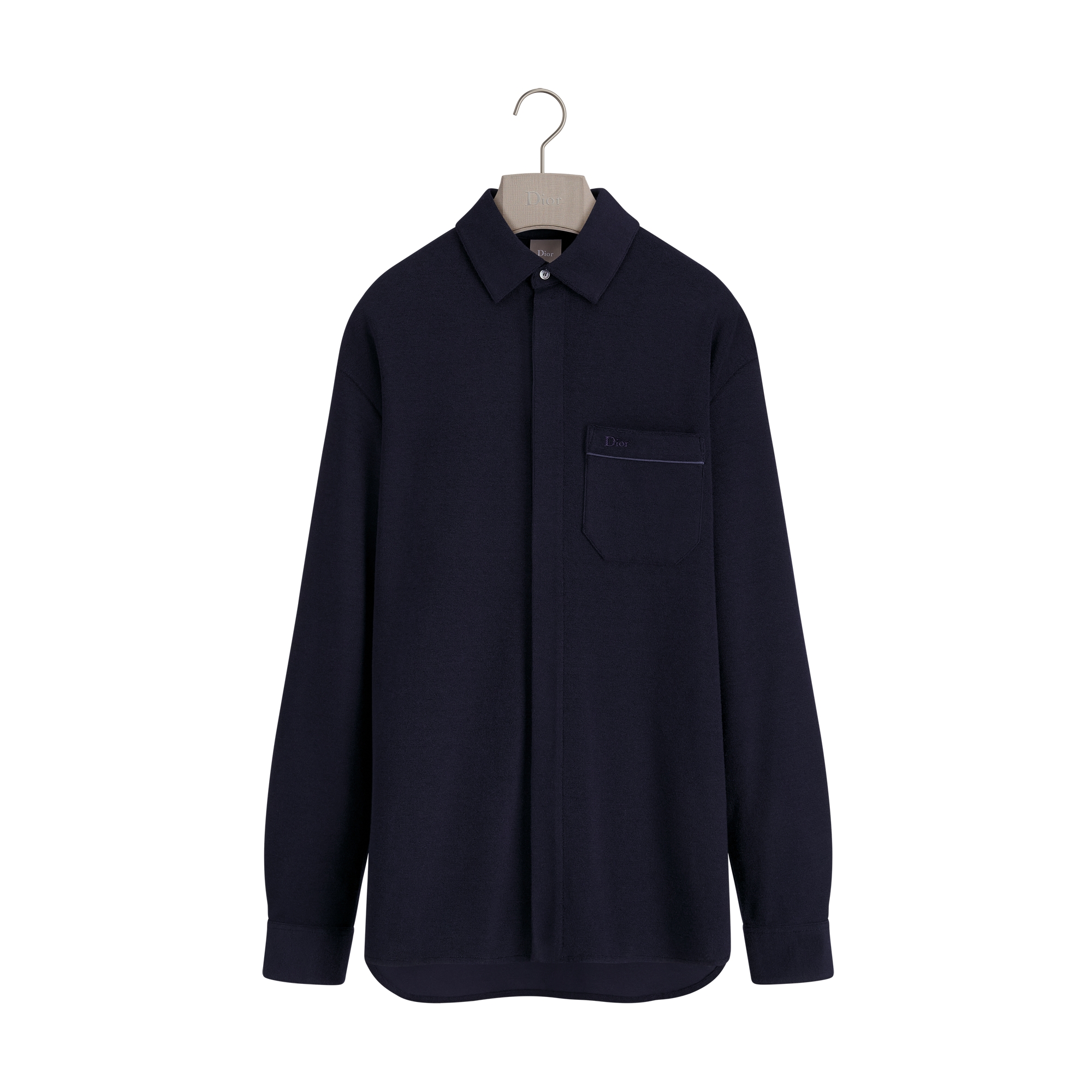 Shirt, Regular Fit Navy Blue Cotton and Silk Terry | DIOR