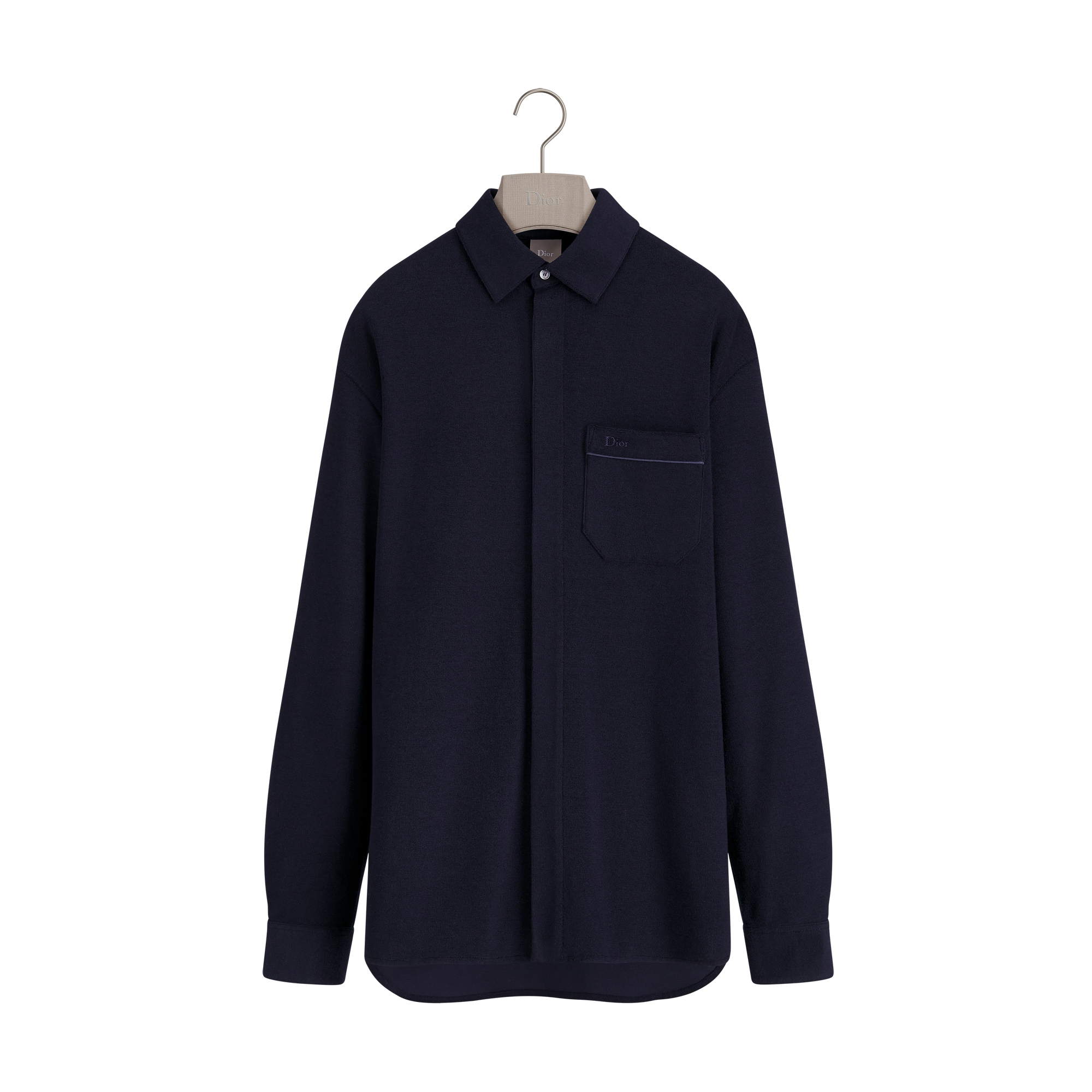 Shirt, Regular Fit Navy Blue Cotton and Silk Terry | DIOR
