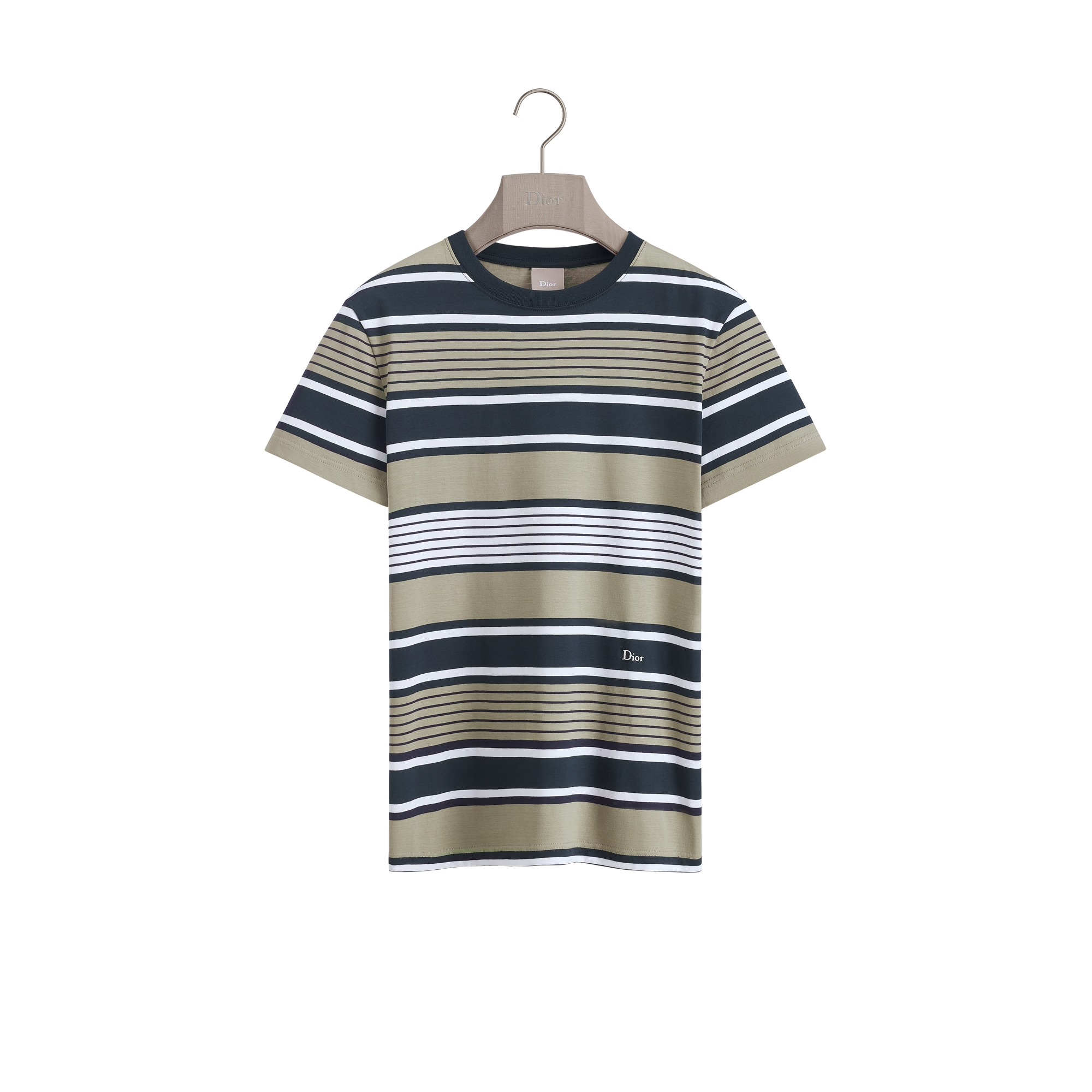 Dioriviera Striped T-Shirt, Relaxed Fit Gray and Blue Cotton Jersey E01