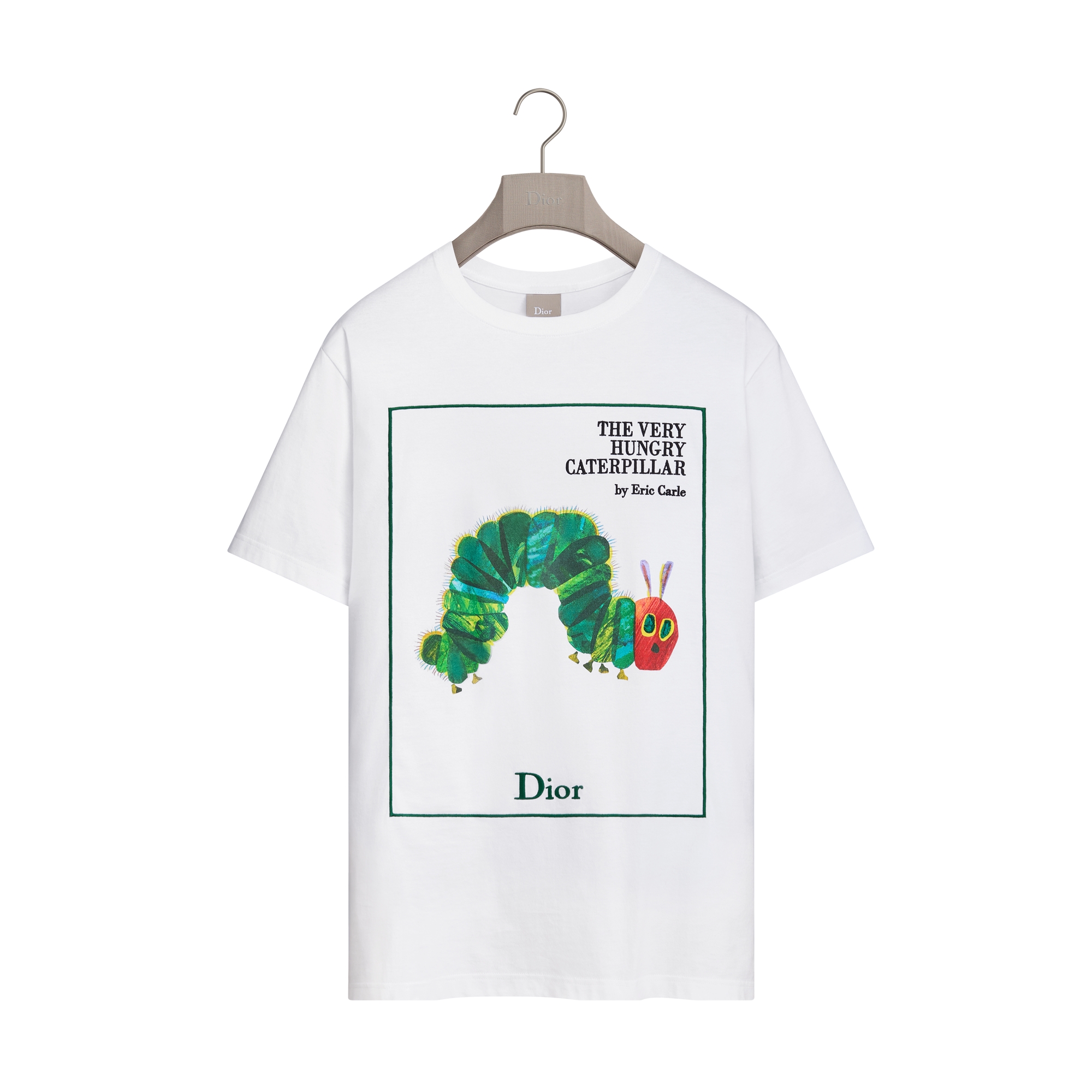 T-Shirt with Book Cover Embroidery, Relaxed Fit White Cotton