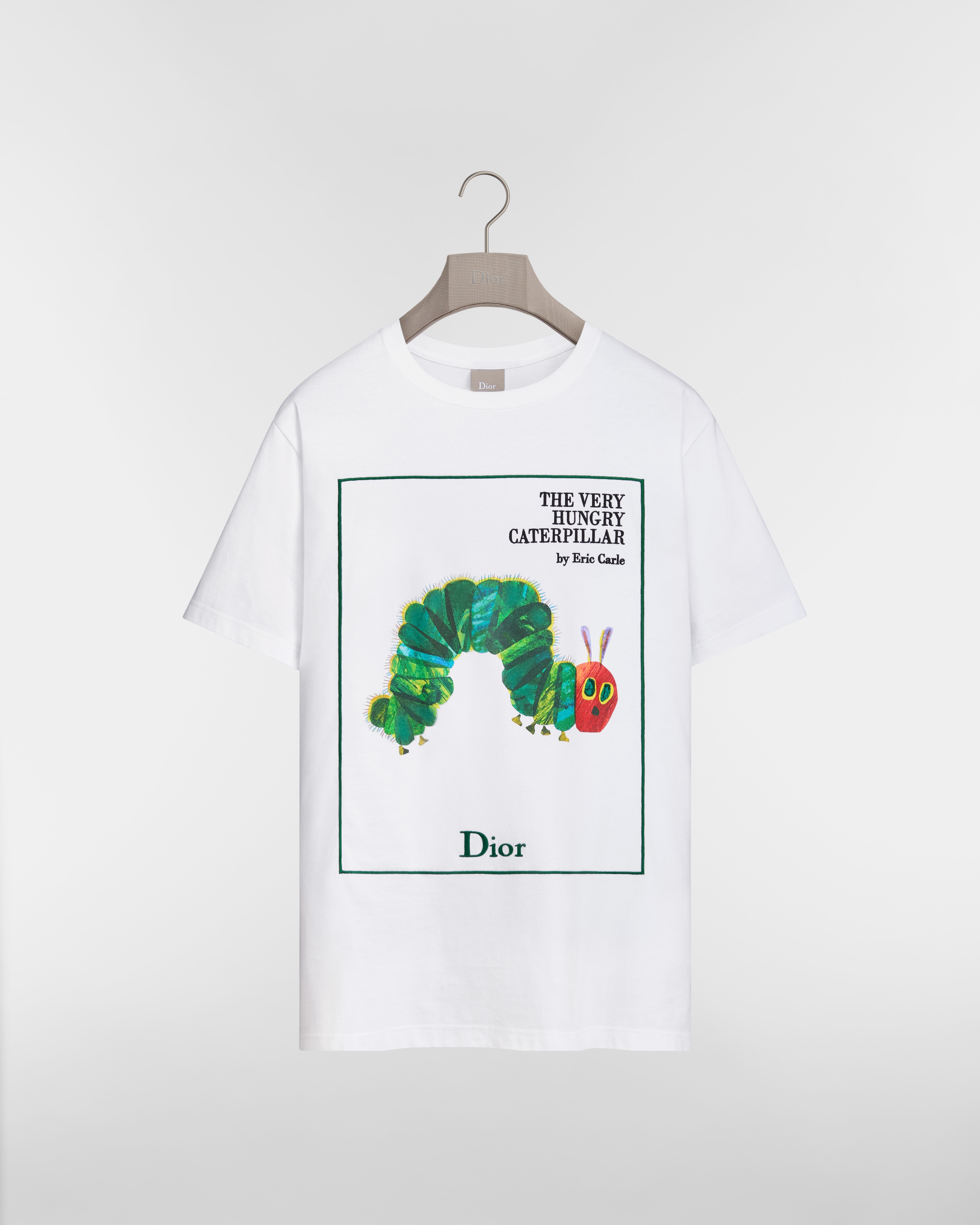 T-Shirt with Book Cover Embroidery, Relaxed Fit White Cotton Jersey E01