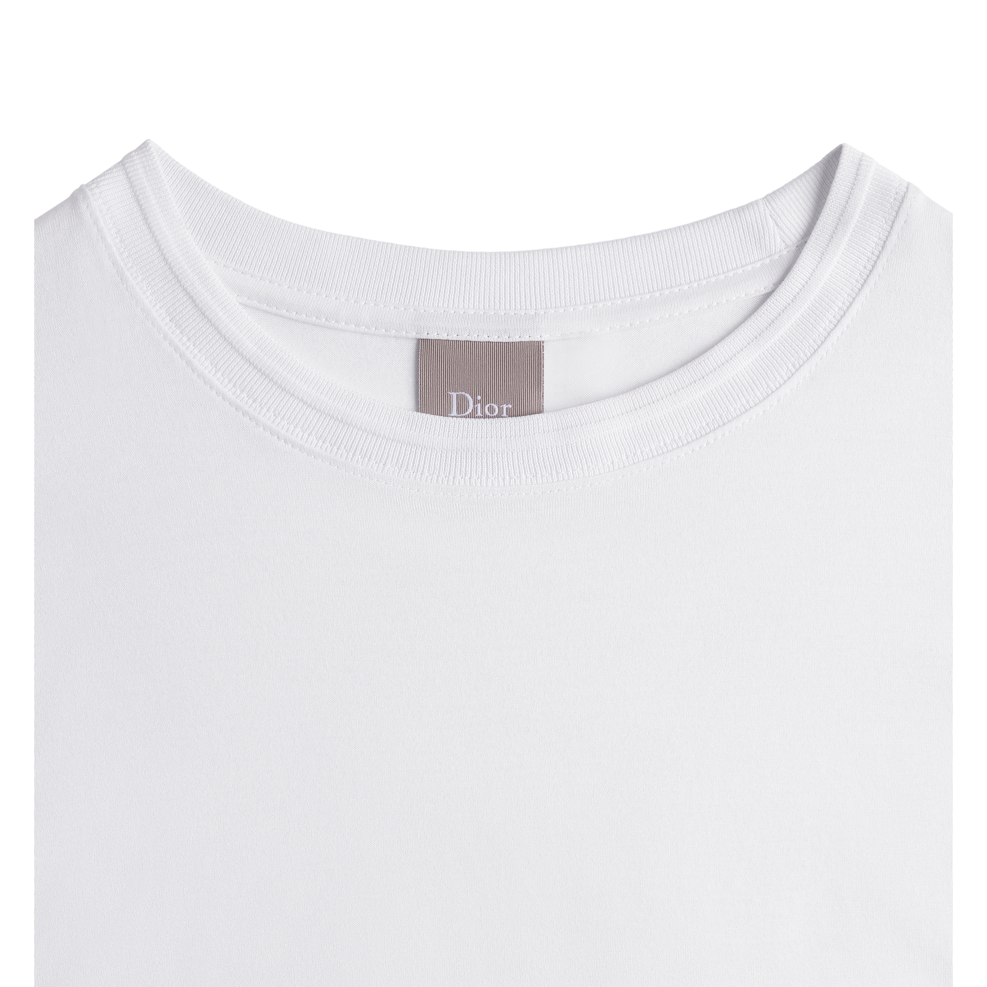 T-Shirt with Dior Embroidery, Relaxed Fit White Sea Island Cotton Jersey E10