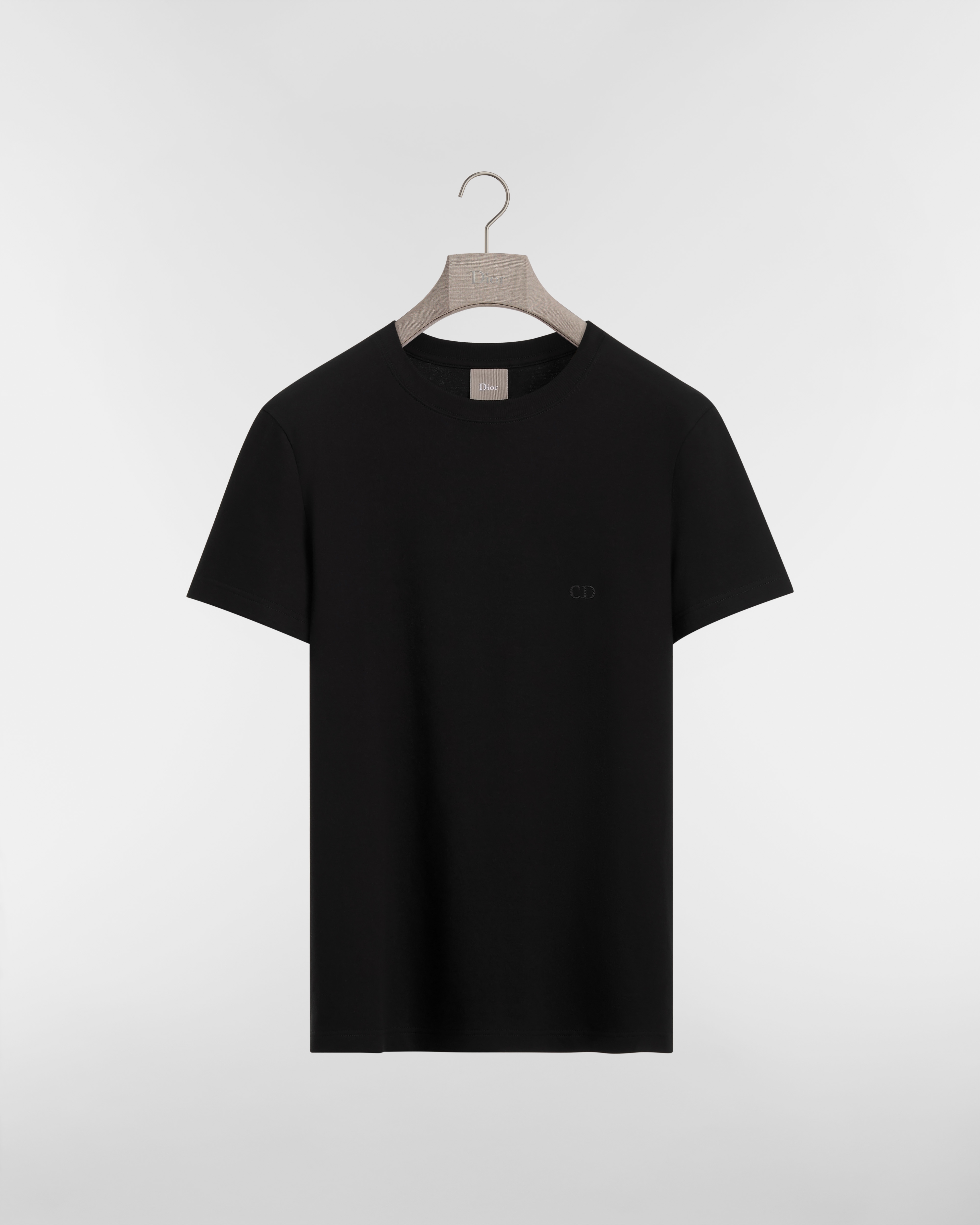T-shirt à broderie CD, coupe regular Jersey de coton noir E01