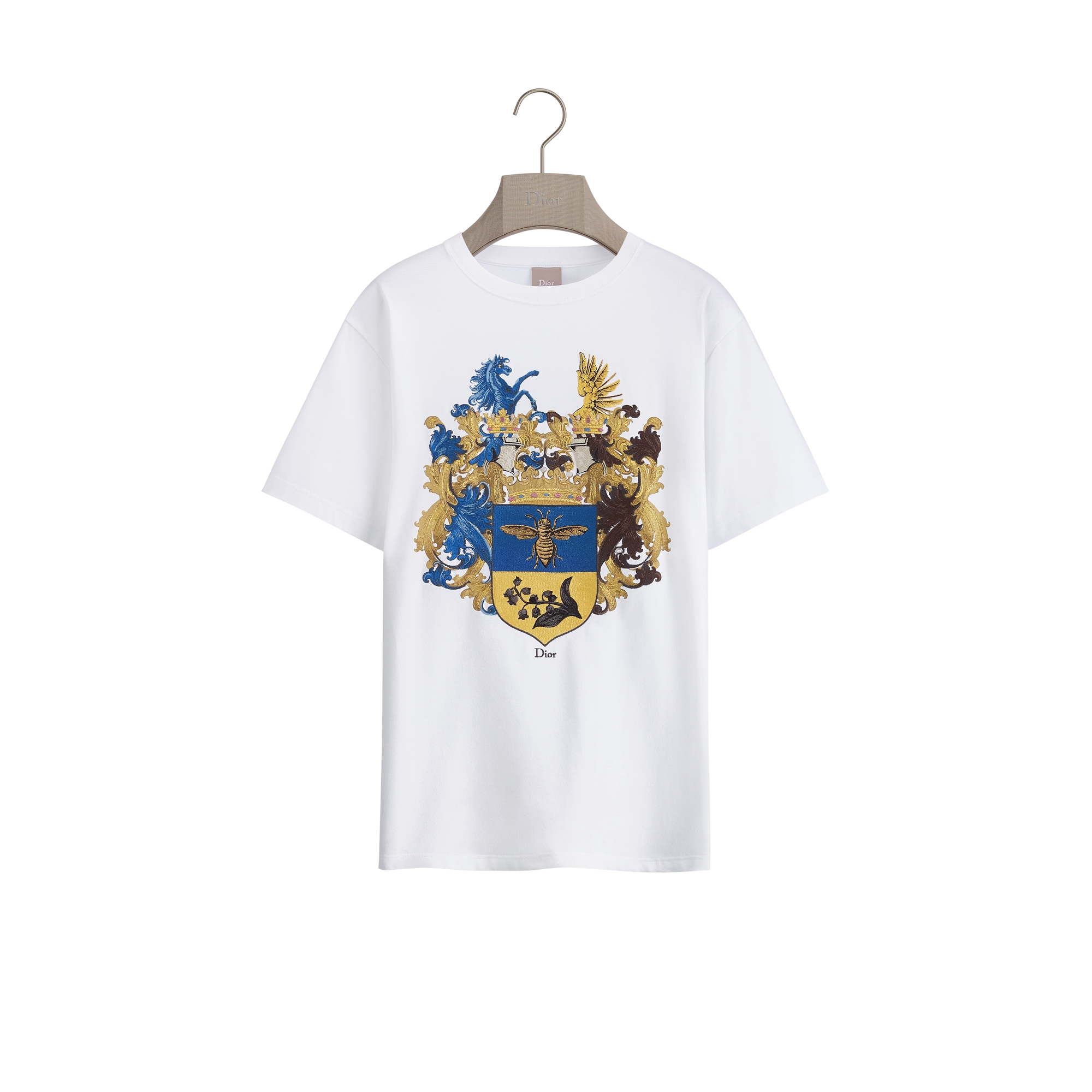 T-Shirt with Dior Blason Print, Relaxed Fit White Cotton Jersey E01