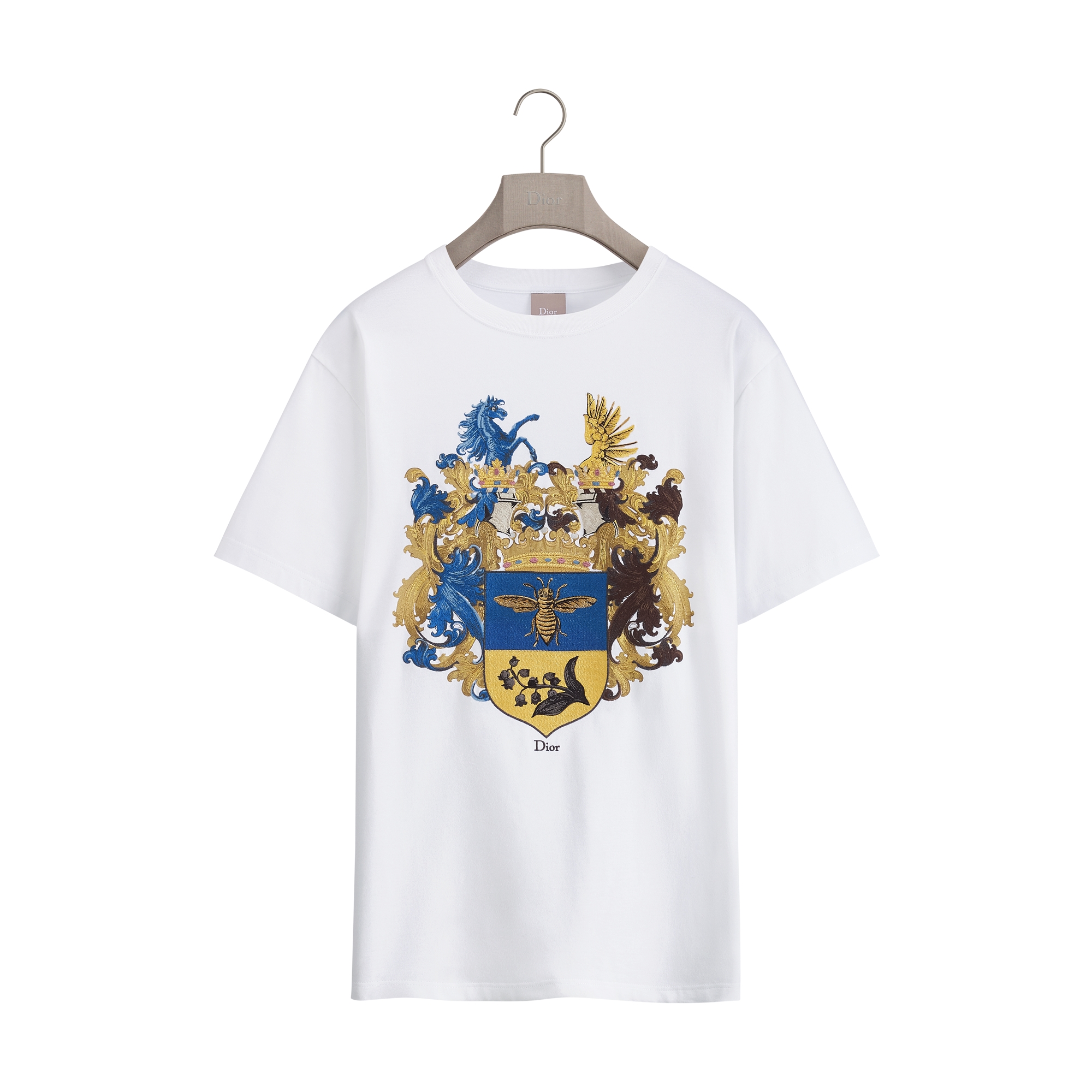 T-Shirt with Dior Blason Print, Relaxed Fit White Cotton Jersey | DIOR