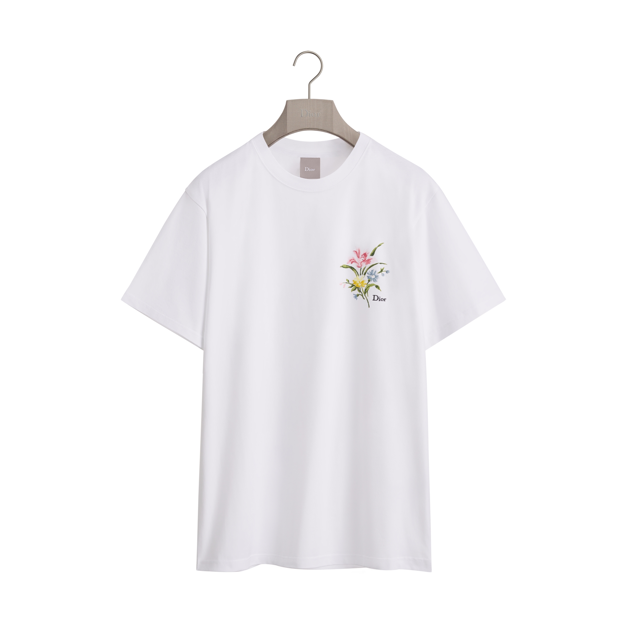T-Shirt with Dior Secret Garden Motif, Relaxed Fit White Cotton