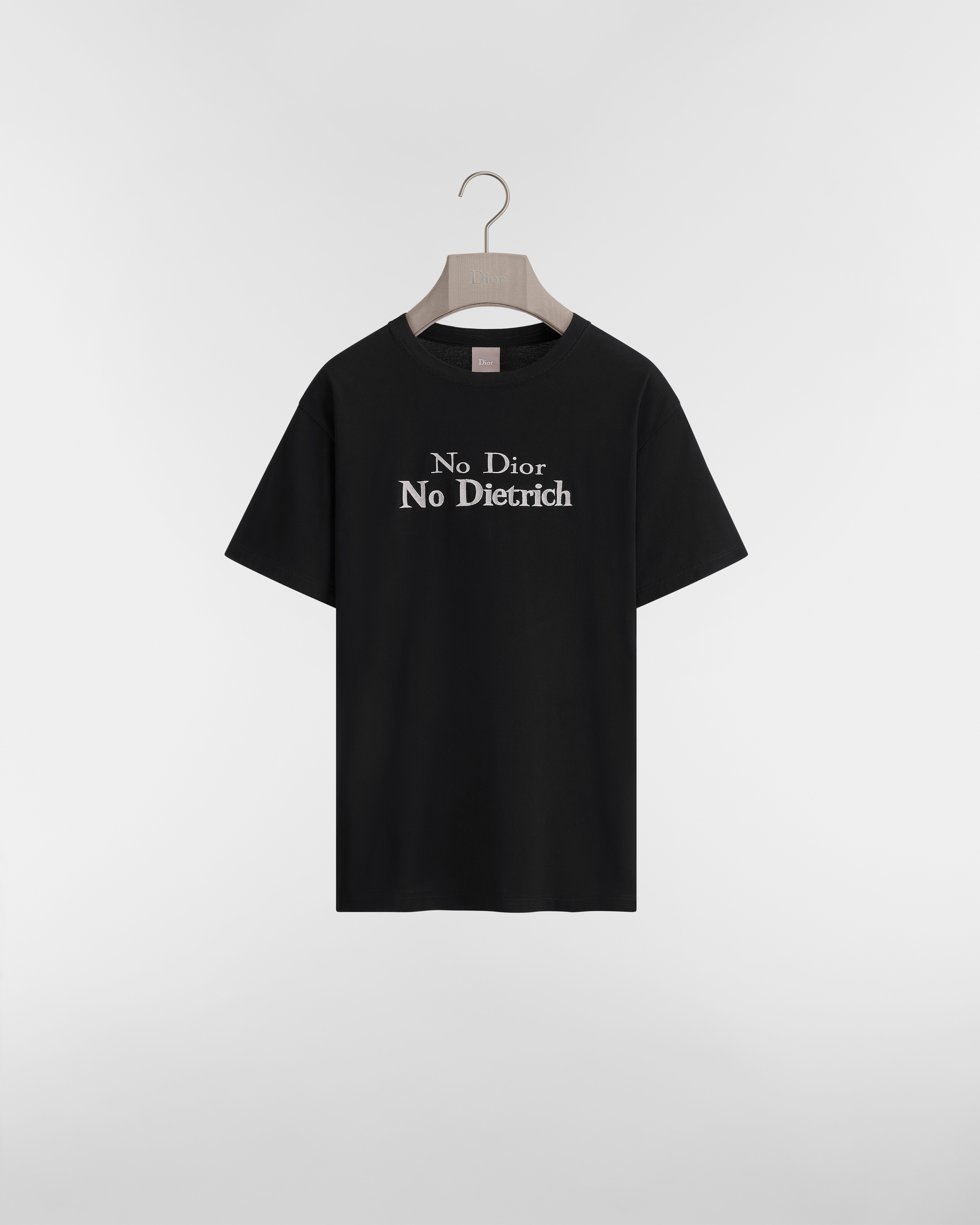 자수 티셔츠, 캐주얼 핏 블랙 & 화이트 코튼 저지 E01