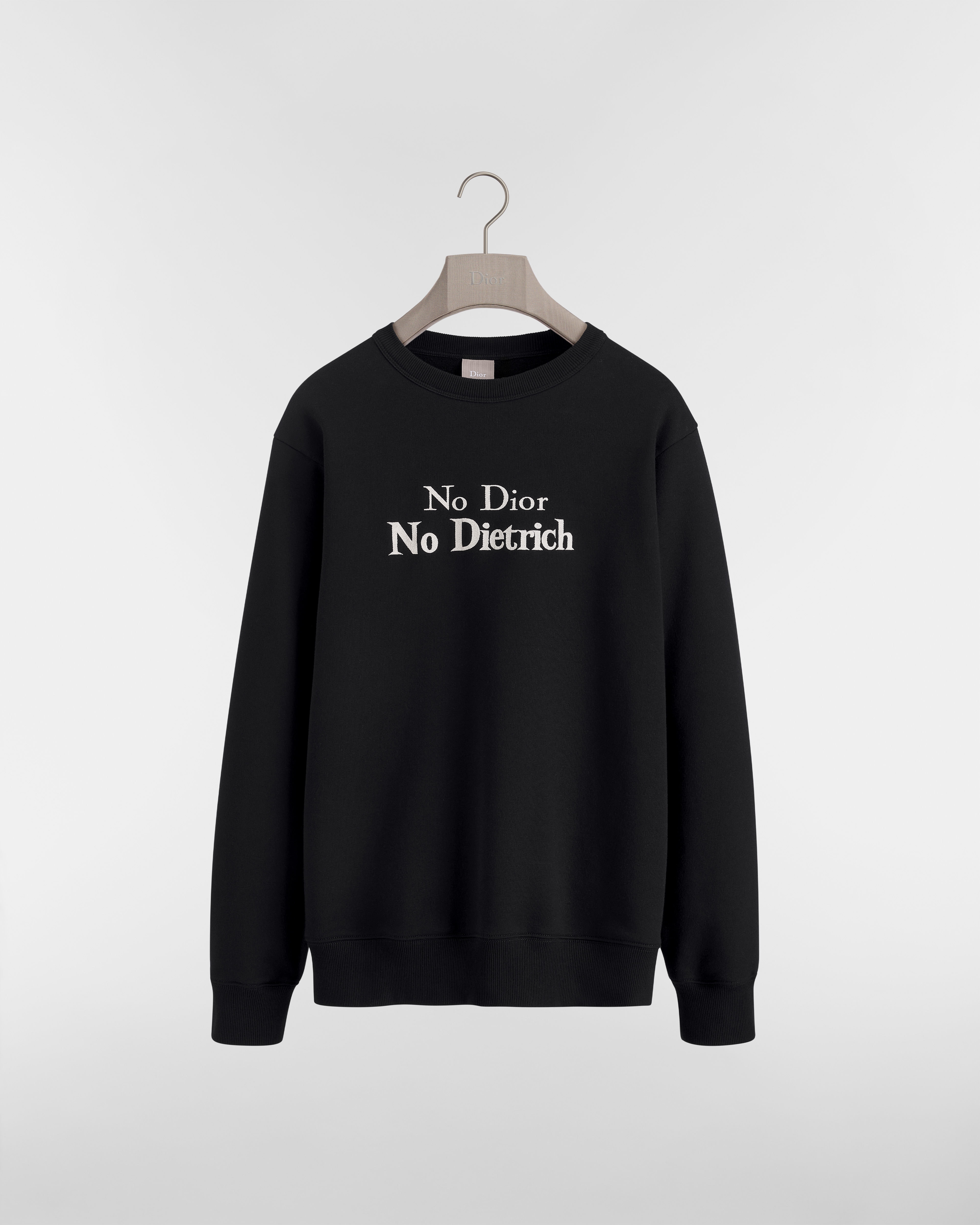 Trui met borduursel, relaxed-fit Zwarte en witte katoenfleece E01