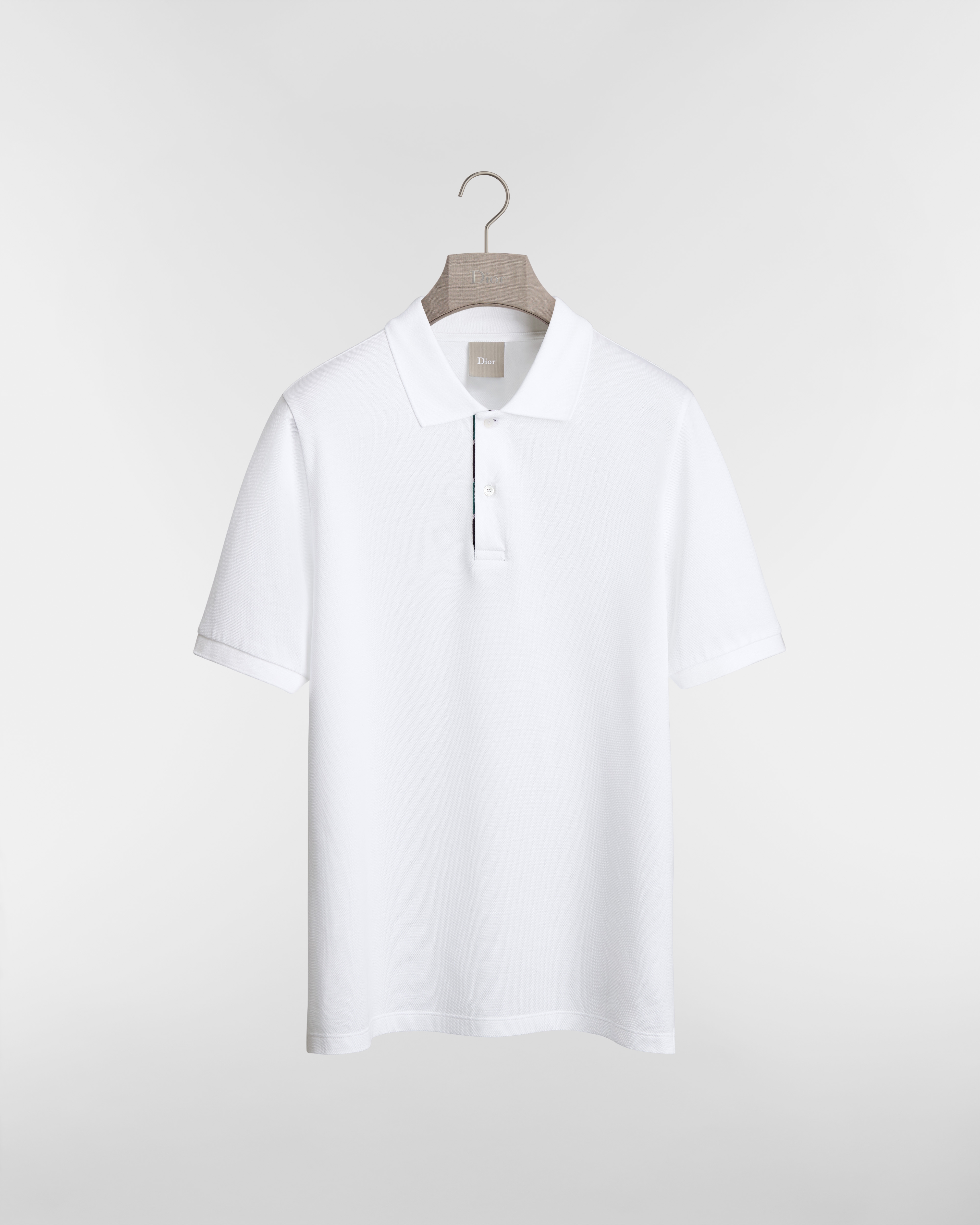 Dior Regimental 標準剪裁 Polo 衫 白色棉質網眼布 E01