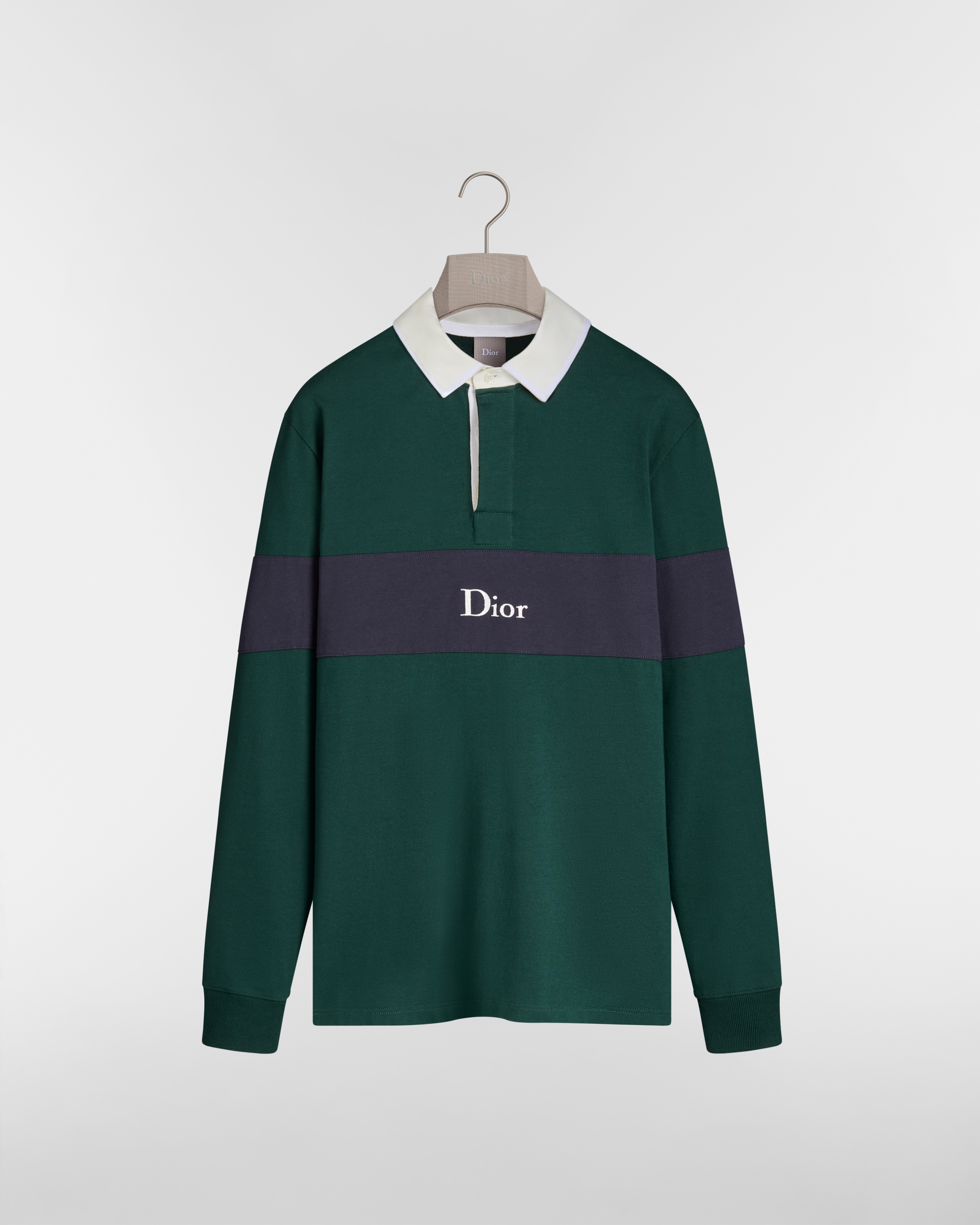 Polo à manches longues, coupe relax Jersey de coton vert E01