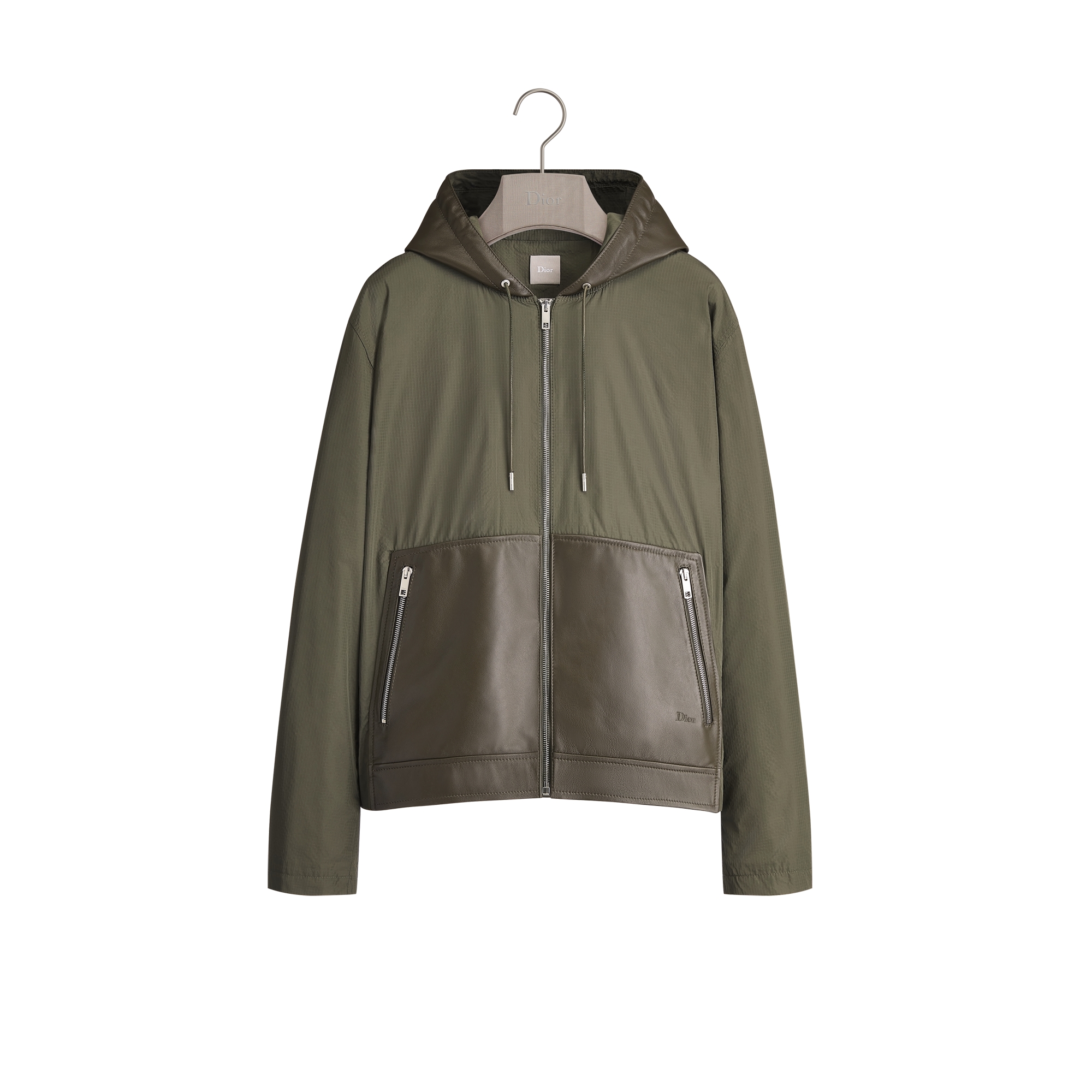 Hooded Jacket Khaki Lambskin and Technical Fabric | DIOR