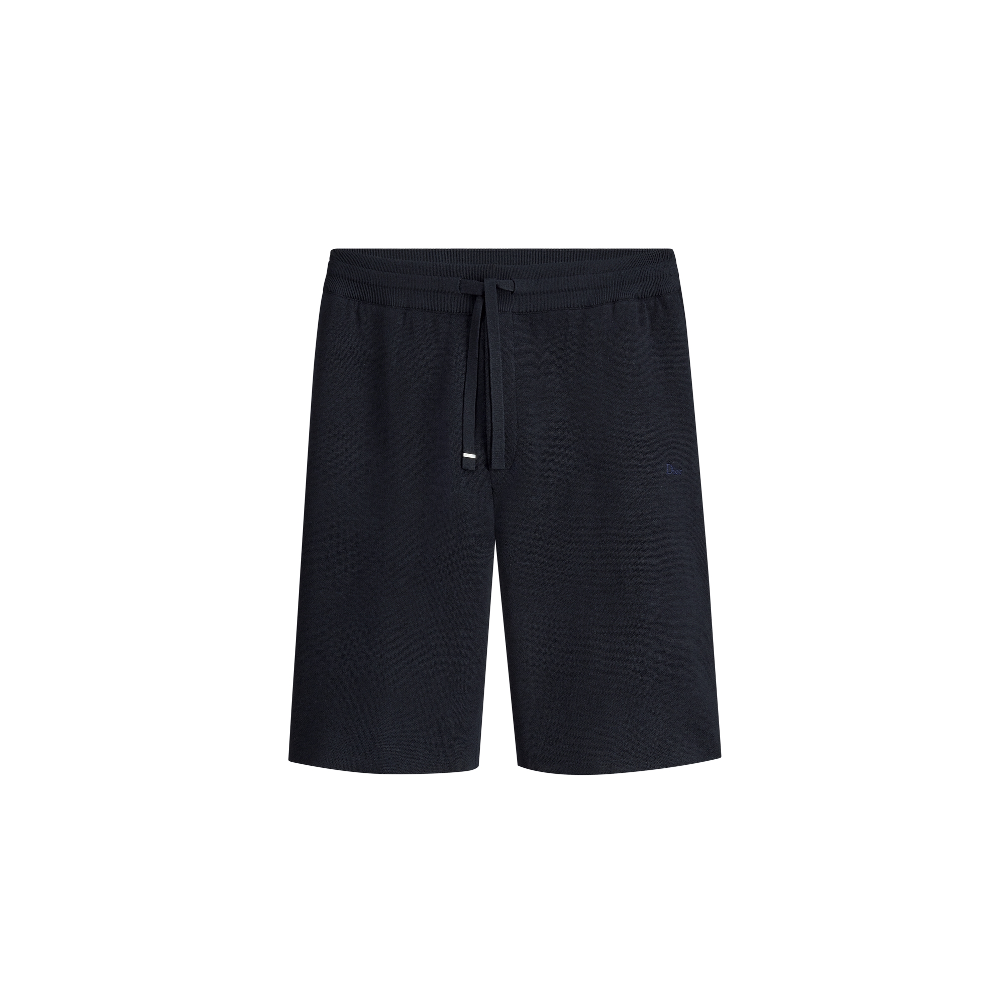 Shorts Navy Blue Linen-Silk-Blend Knit E01