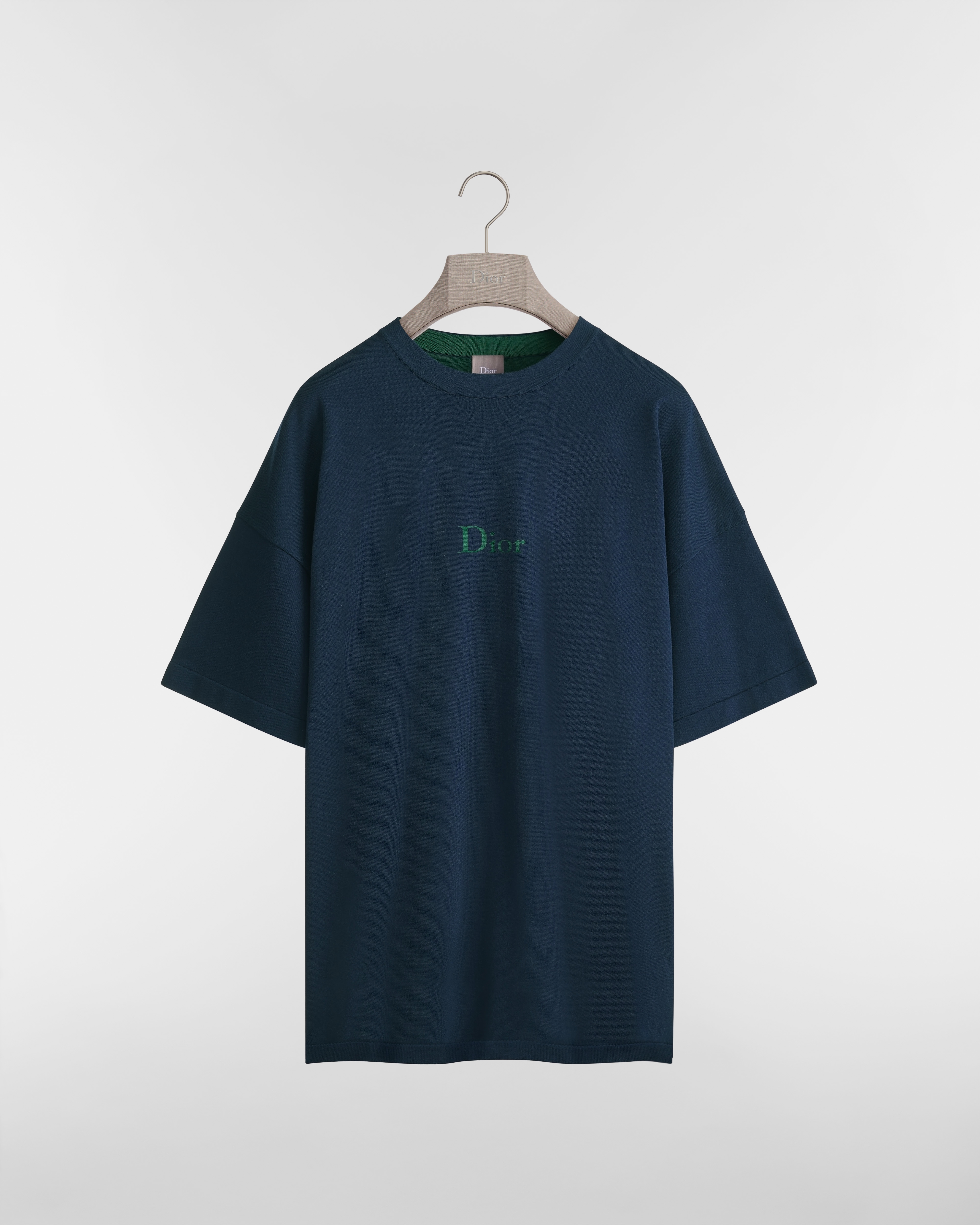 T-shirt con firma Dior, vestibilità oversize Maglia di cotone blu E01