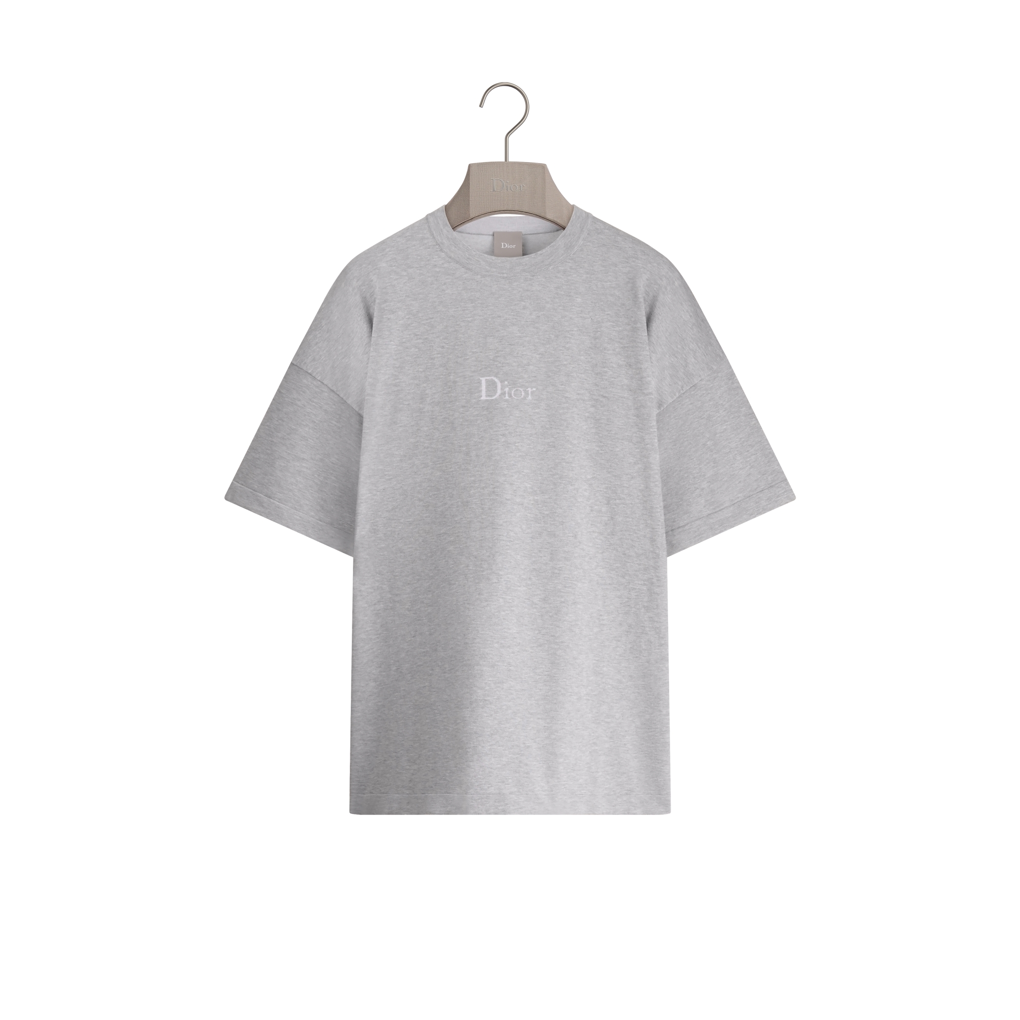 T-Shirt with Dior Signature, Oversized Fit Gray Cotton Knit E01