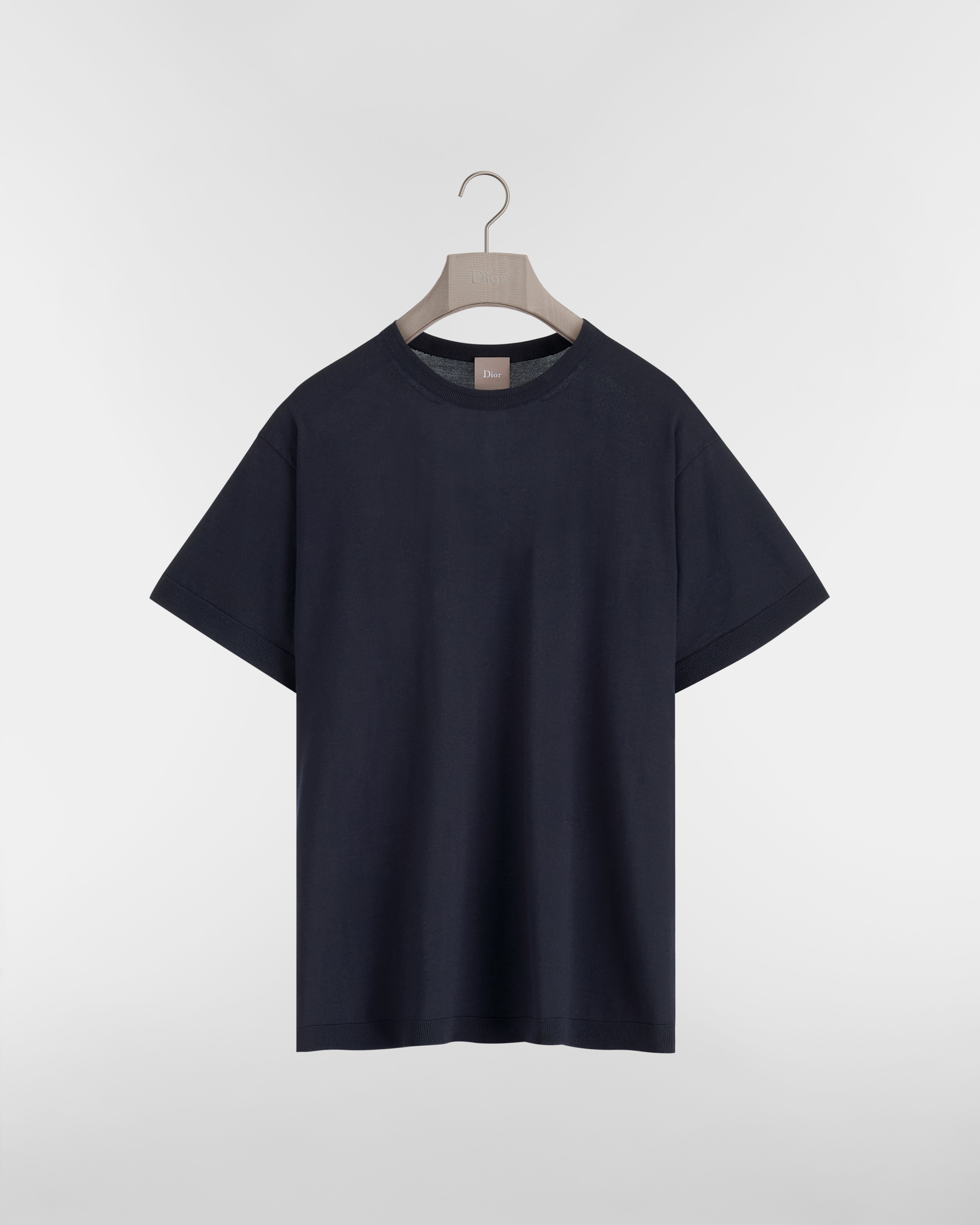 Camiseta con bordado Dior, corte relajado Punto de lana y seda azul marino E01