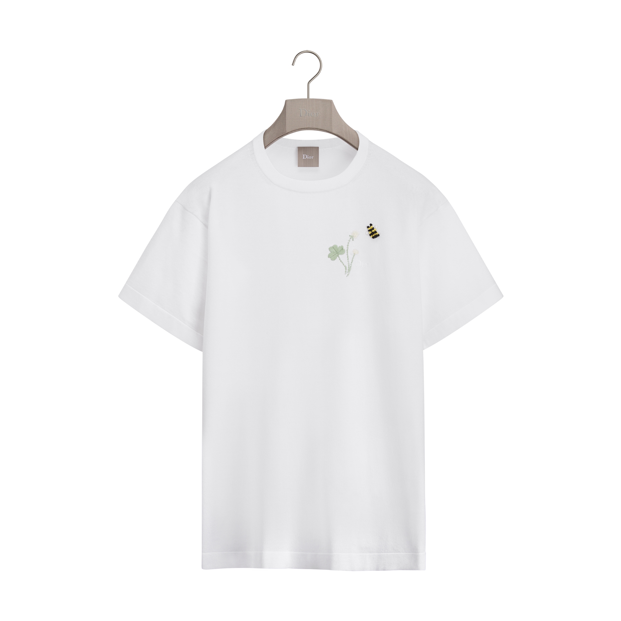 Dior Flower Bee T-Shirt, Regular Fit White Cotton Knit | DIOR