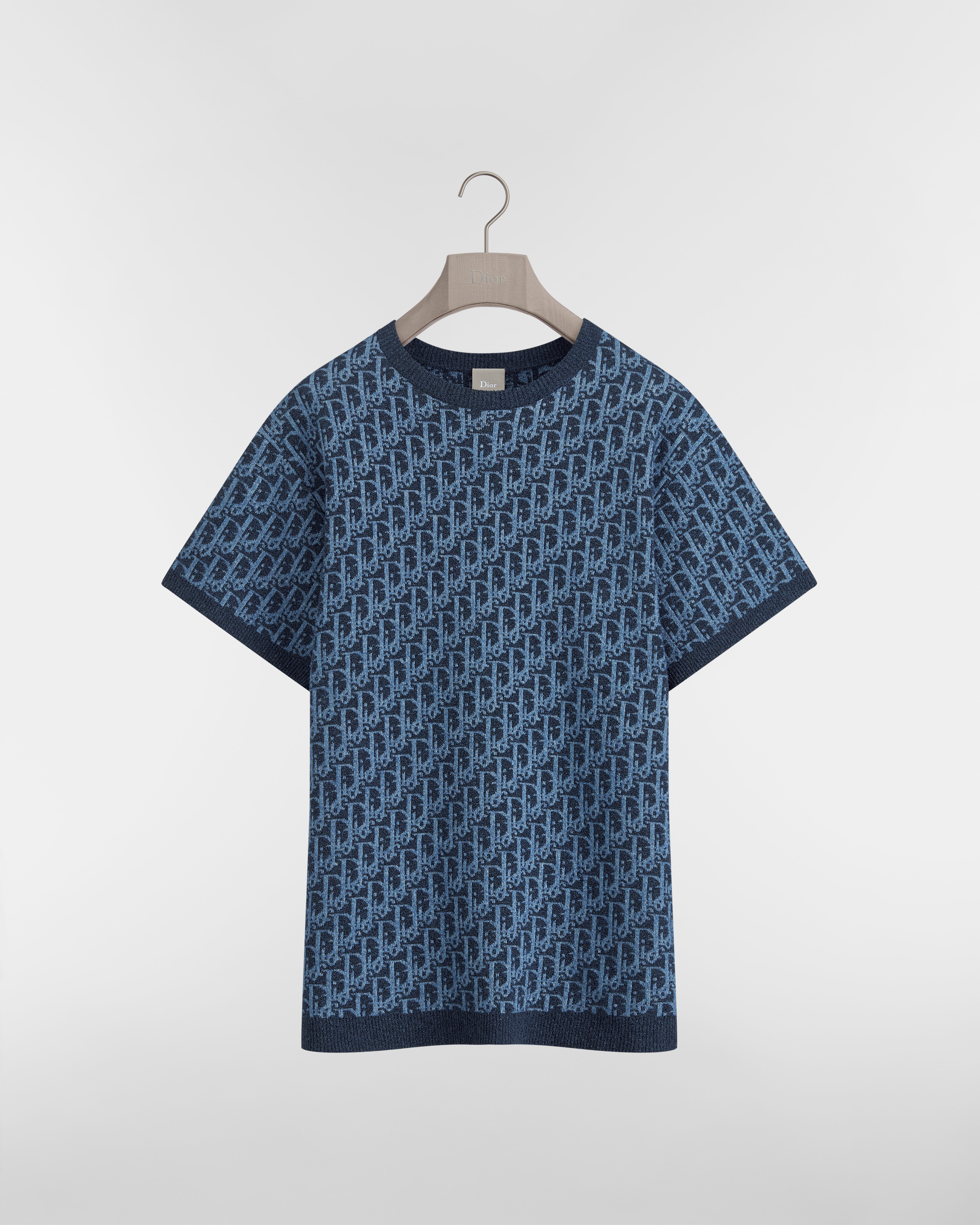 T-shirt Dior Oblique Dioriviera, coupe regular Maille de coton mélangé bleu E01