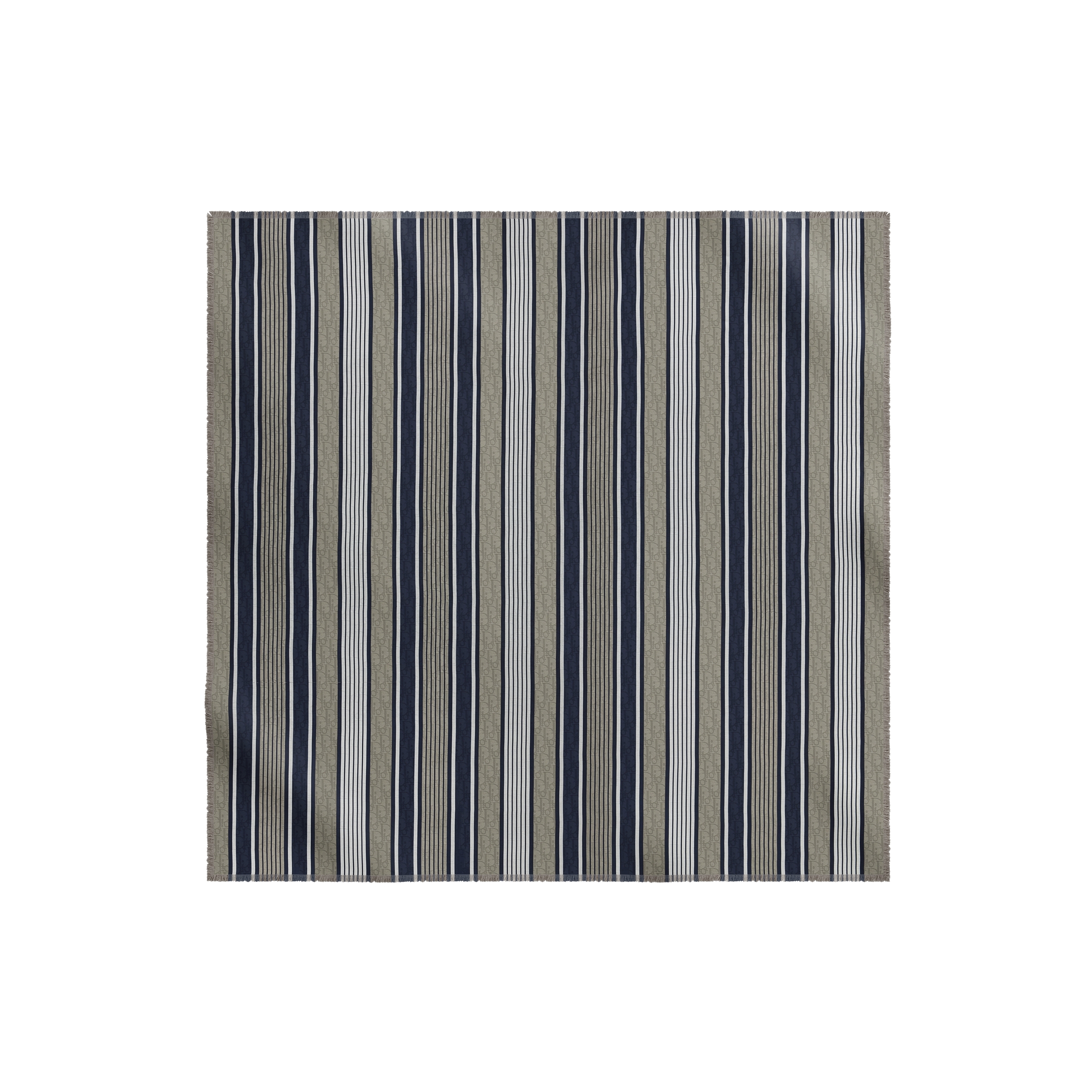 Dioriviera Dior Oblique Sun Stripes Stole Gray and Blue Cotton and