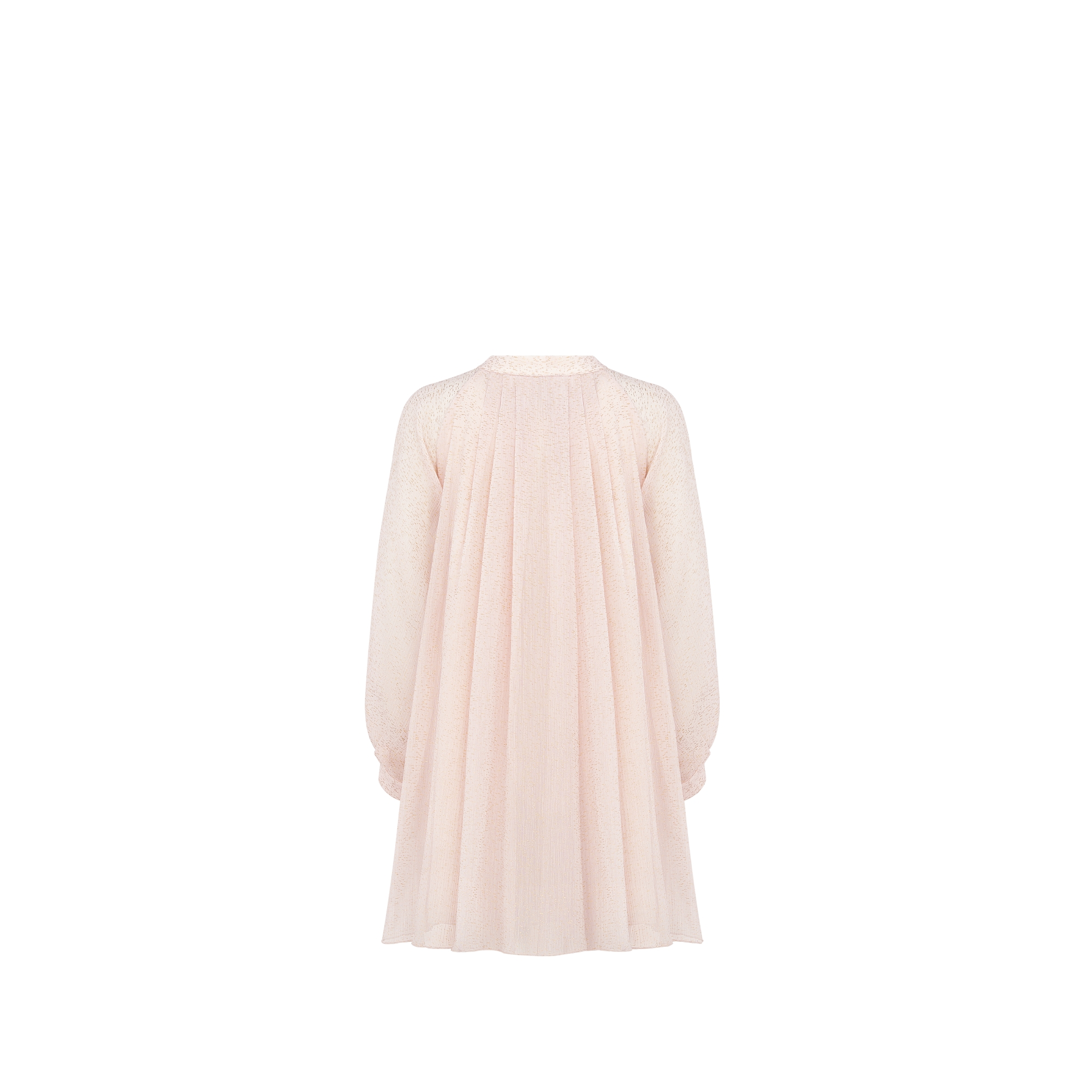 Kids' Flared Dress Pale Pink Crepe with Gold-Tone Sequins E08