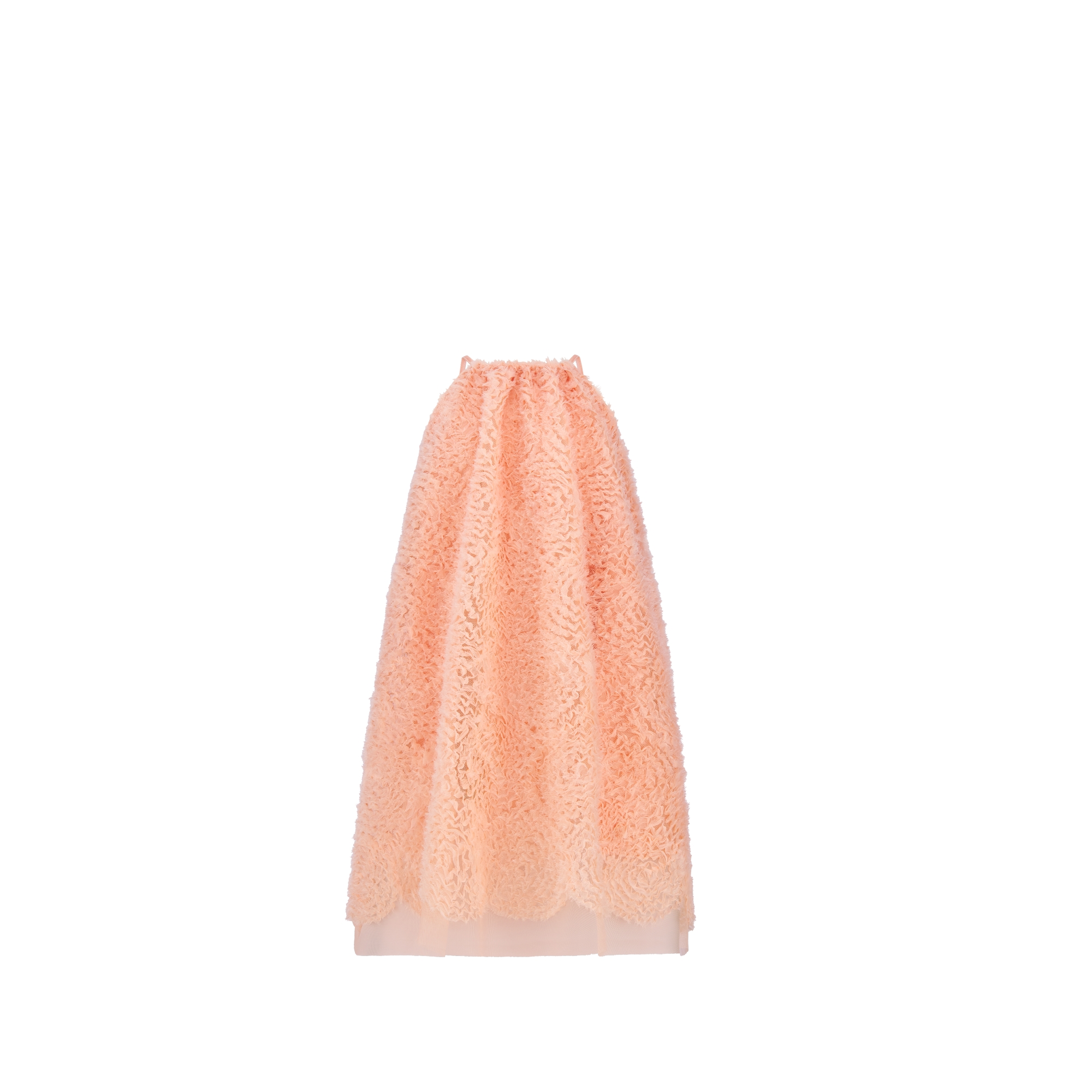 Kids' Flared Dress Peach Embroidered Tulle with Raised Feather Effect E01