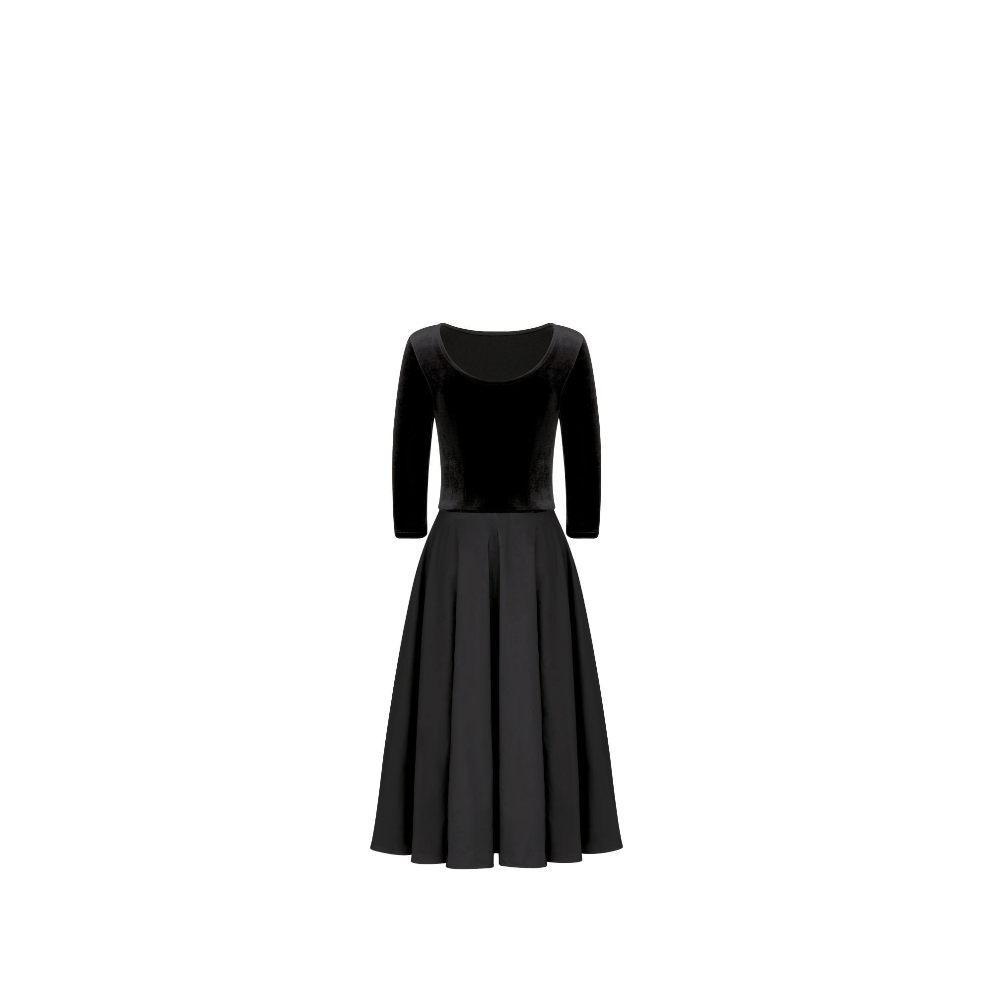 Lange jurk voor kinderen Zwart fluweel en taf E08