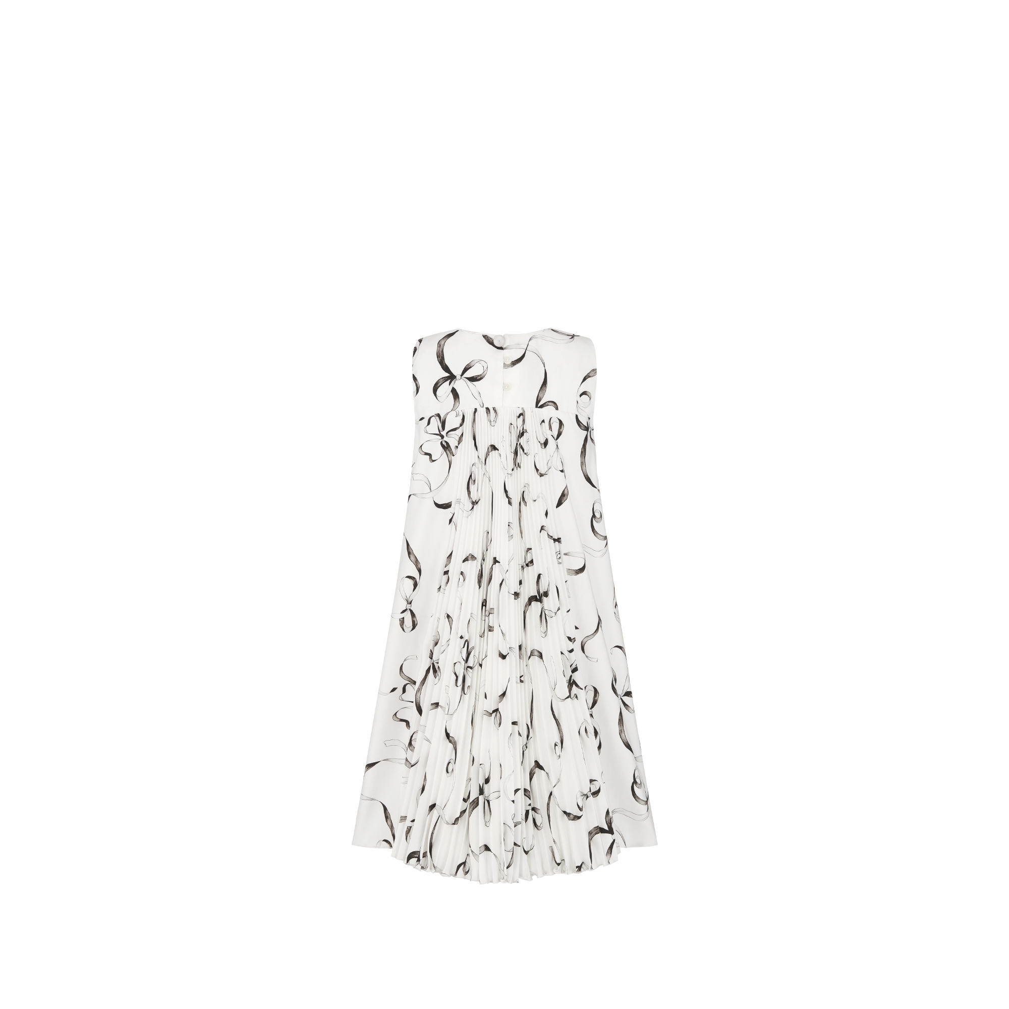 Kids' Flared Dress Ivory Satin with Black Ribbon Motif E08