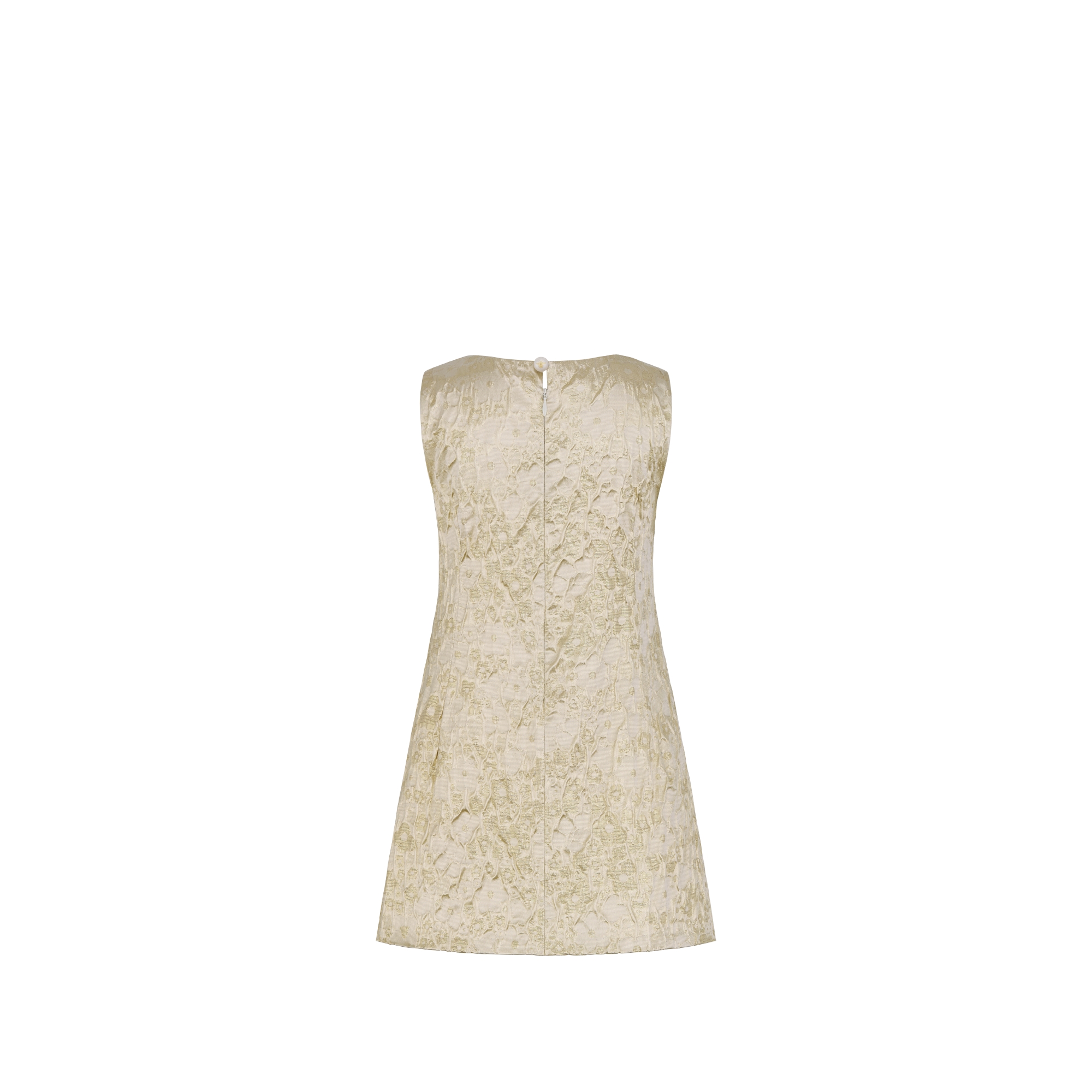 Kids' A-Line Dress Gold-Tone Crinkled-Effect Satin with Floral Jacquard Motif E08