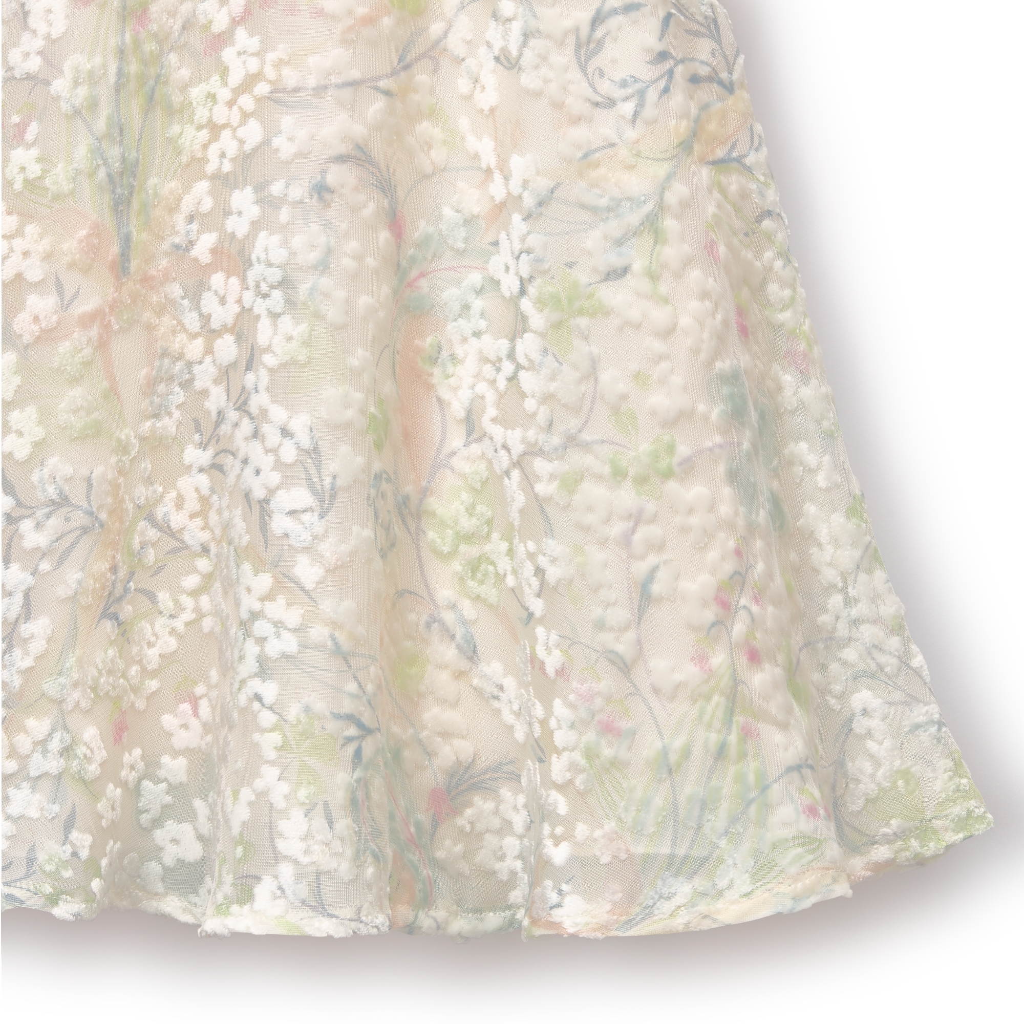 Abito svasato per neonati Velluto avorio e pastello dévoré con motivo a fiori della stagione E09