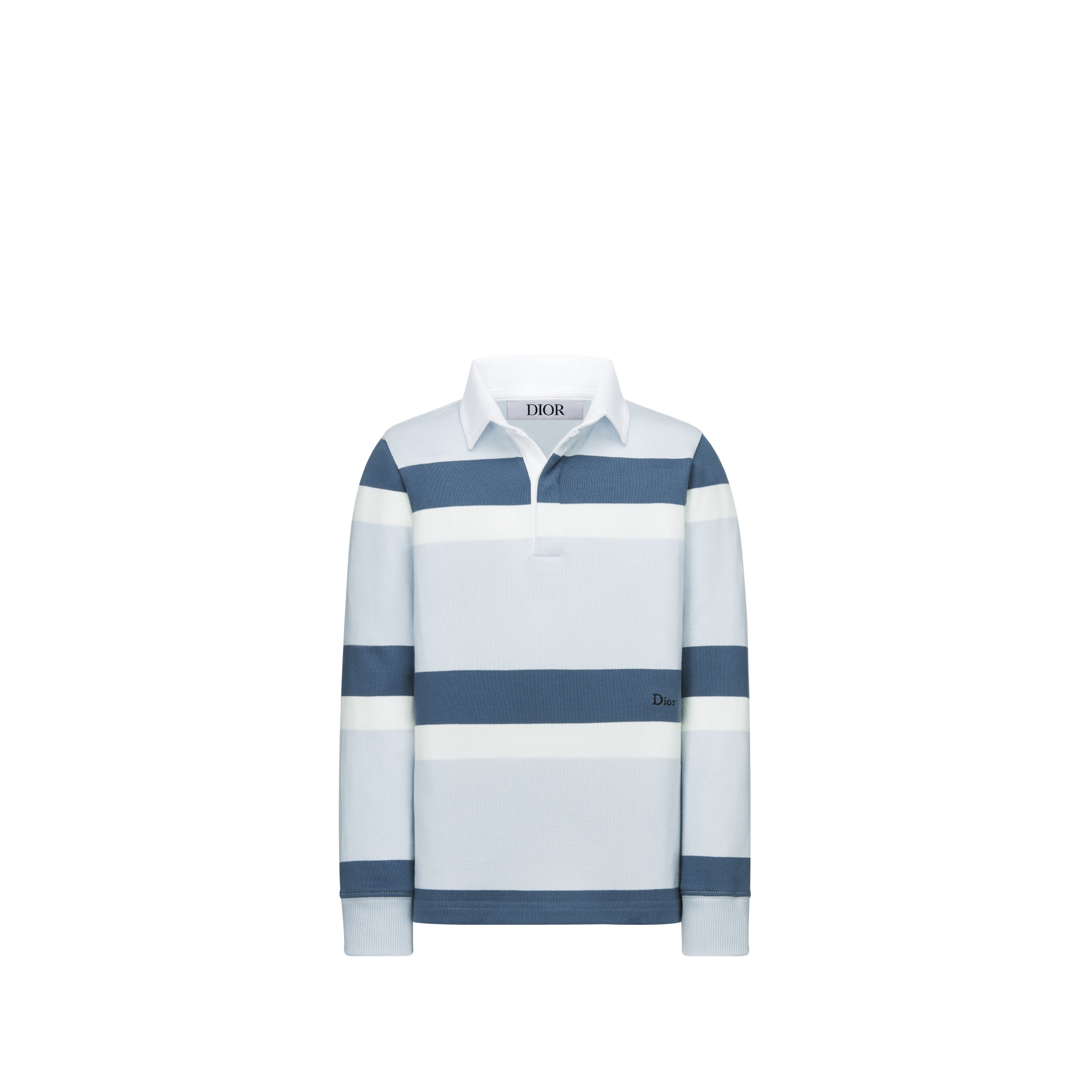 Polo à manches longues enfant Jersey de coton bleu à rayures E01