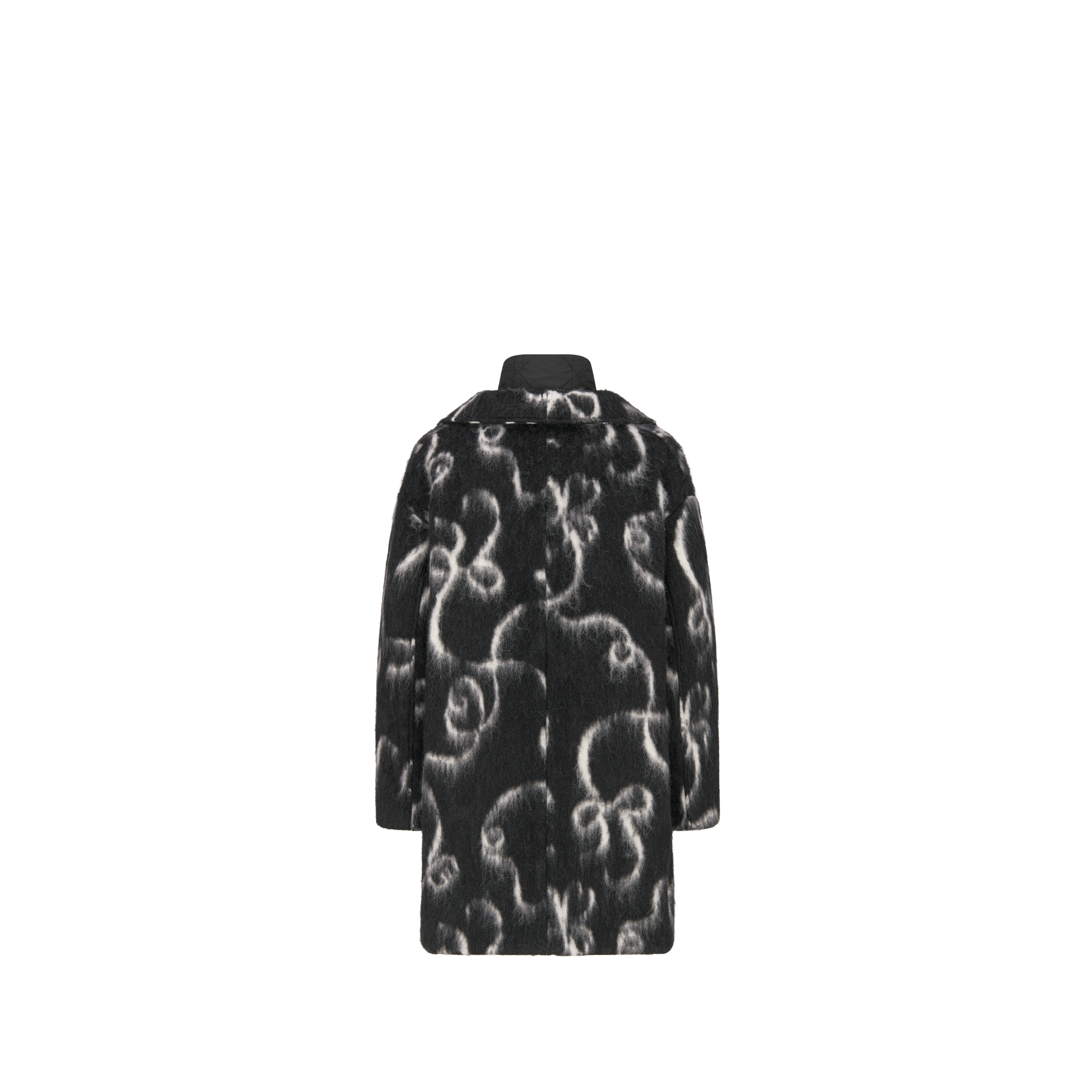 Kids' Three-in-One Coat Black Wool Blend with White Blurred-Effect Ribbon Motif E08