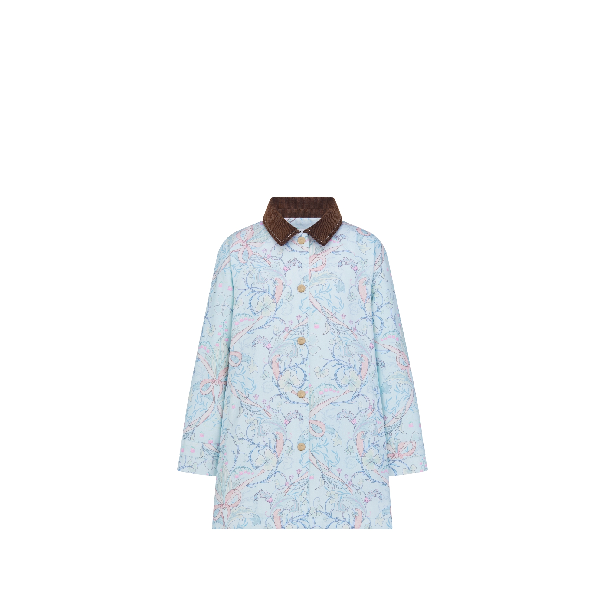 Manteau enfant Toile cirée de coton mélangé bleu clair à motif saisonnier pastel E01