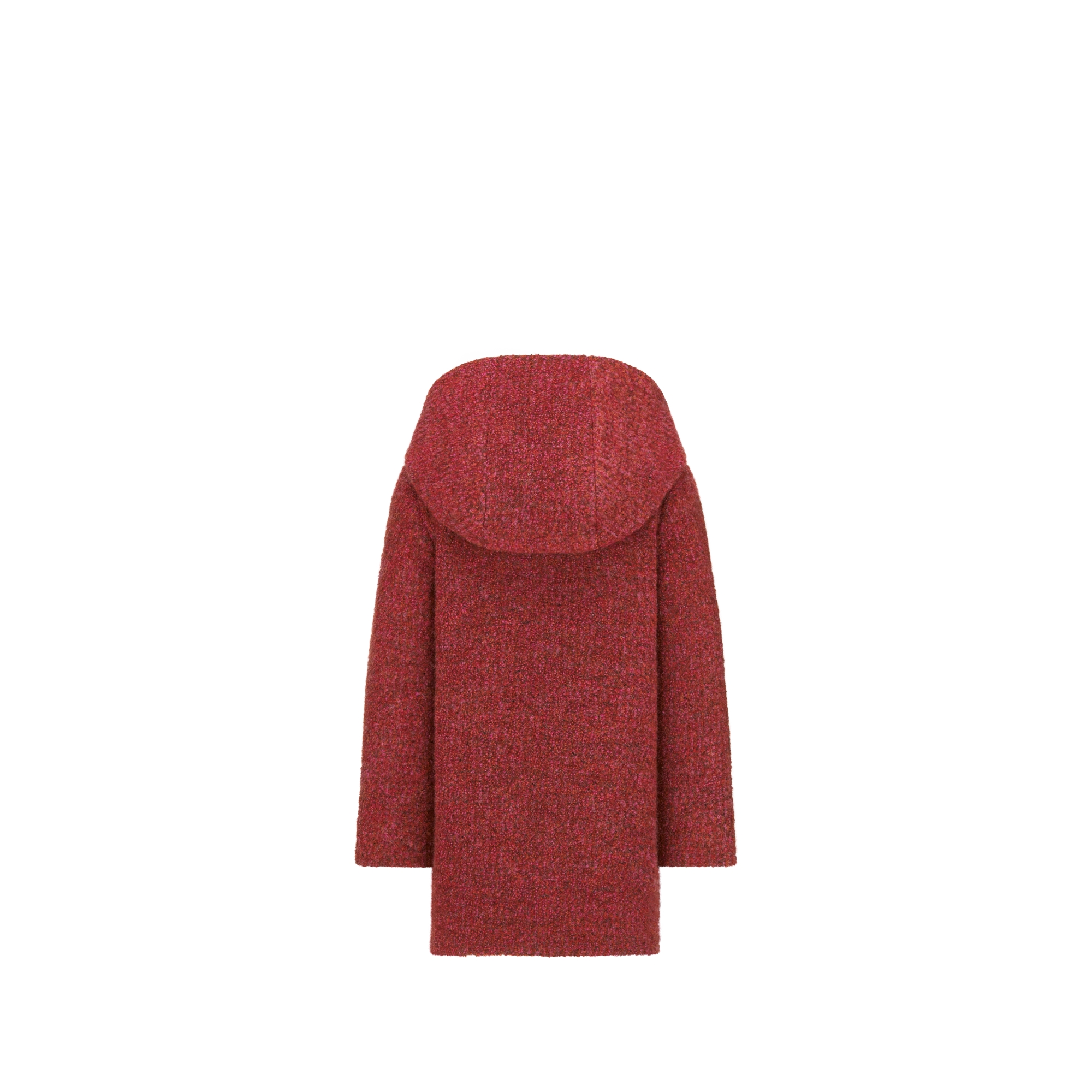 童裝連帽大褸 覆盆子紅色羊駝毛和羊毛 E08