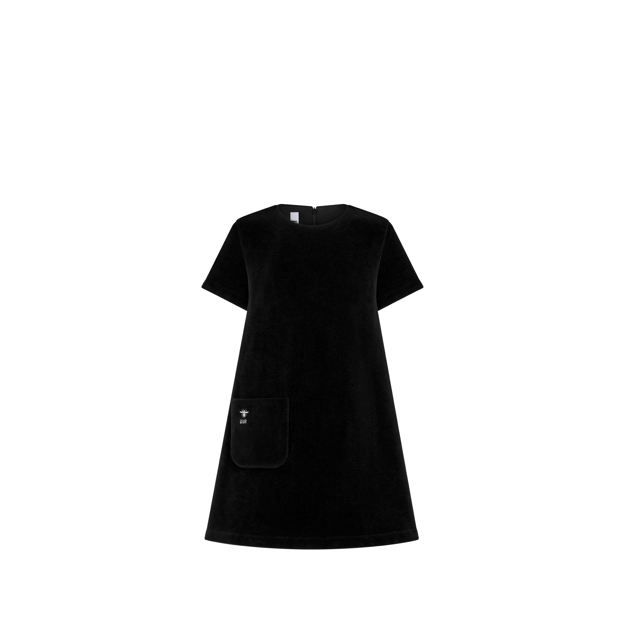 Jurk in A-lijn voor kinderen Zwart fluweel van een katoenblend E01