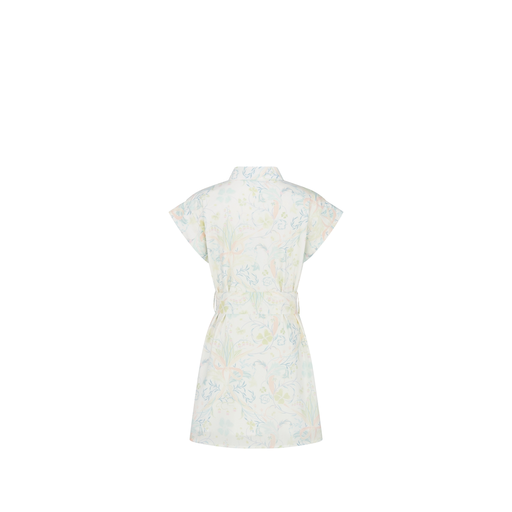 Kids' Shirtdress Ivory Cotton Poplin with Pastel Seasonal Motif E08