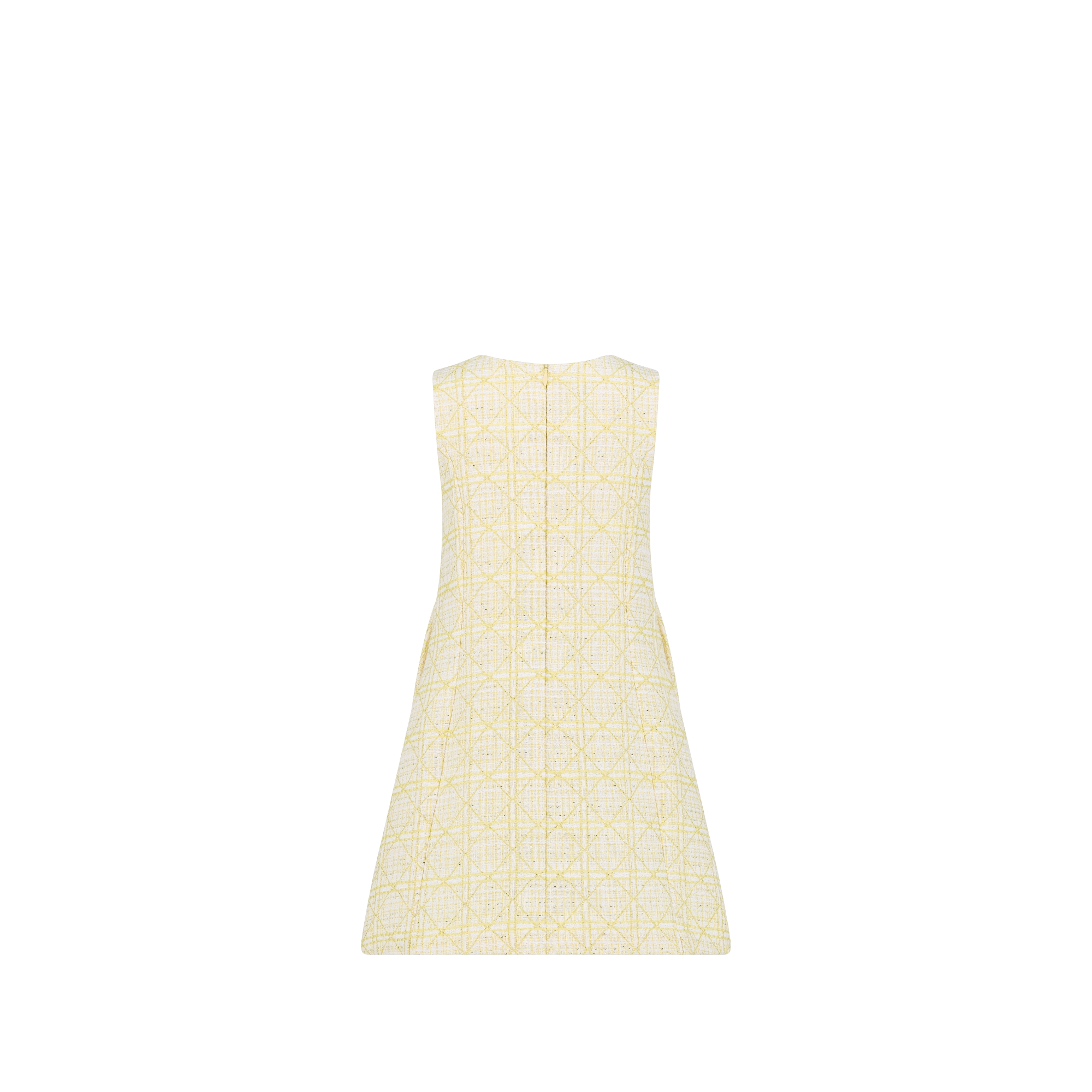 Kids' A-Line Dress Ivory Tweed with Yellow and Gold-Tone Cannage Jacquard Motif E08