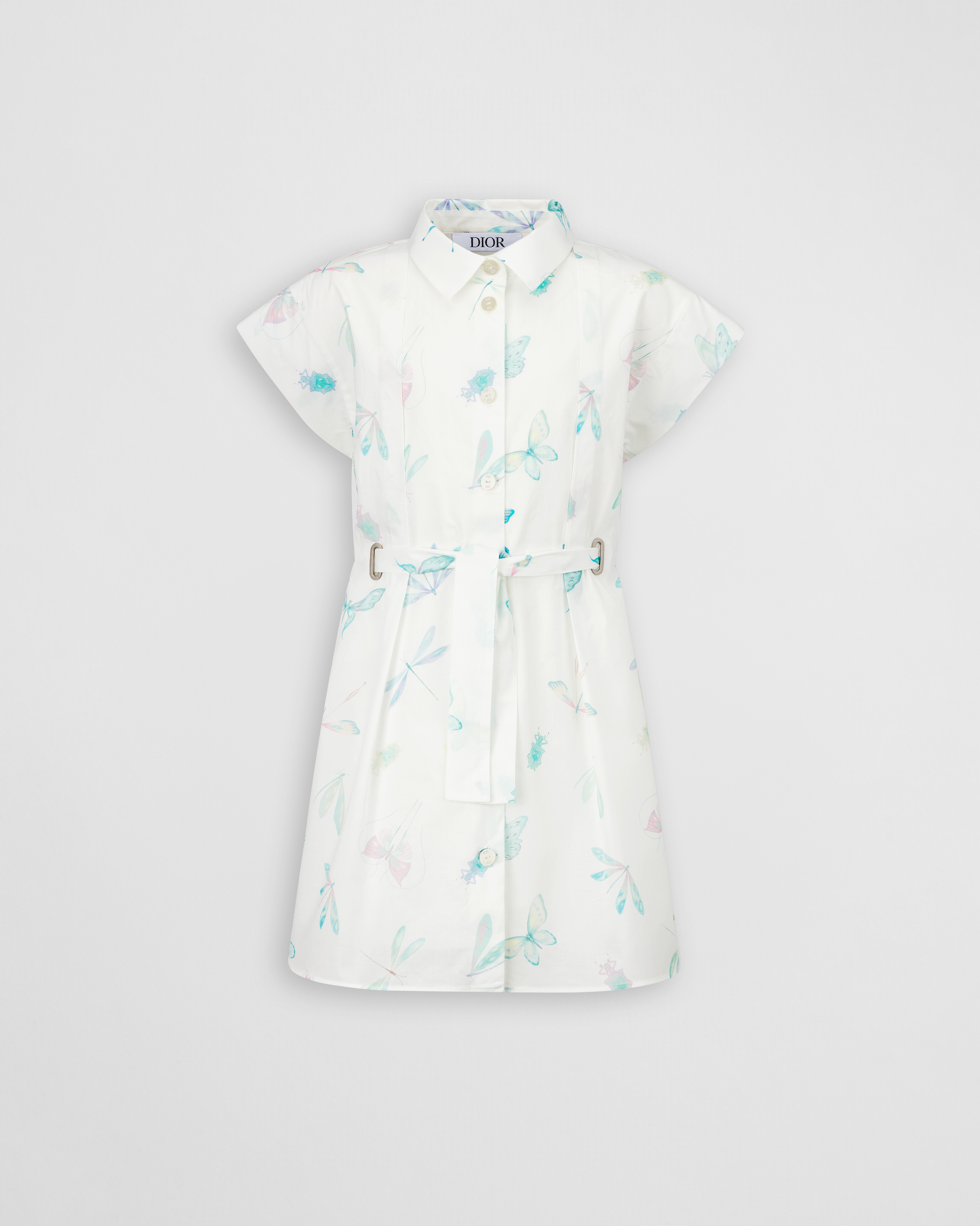 Chemisier per bambini Popeline di cotone avorio con motivo pastello della stagione E01