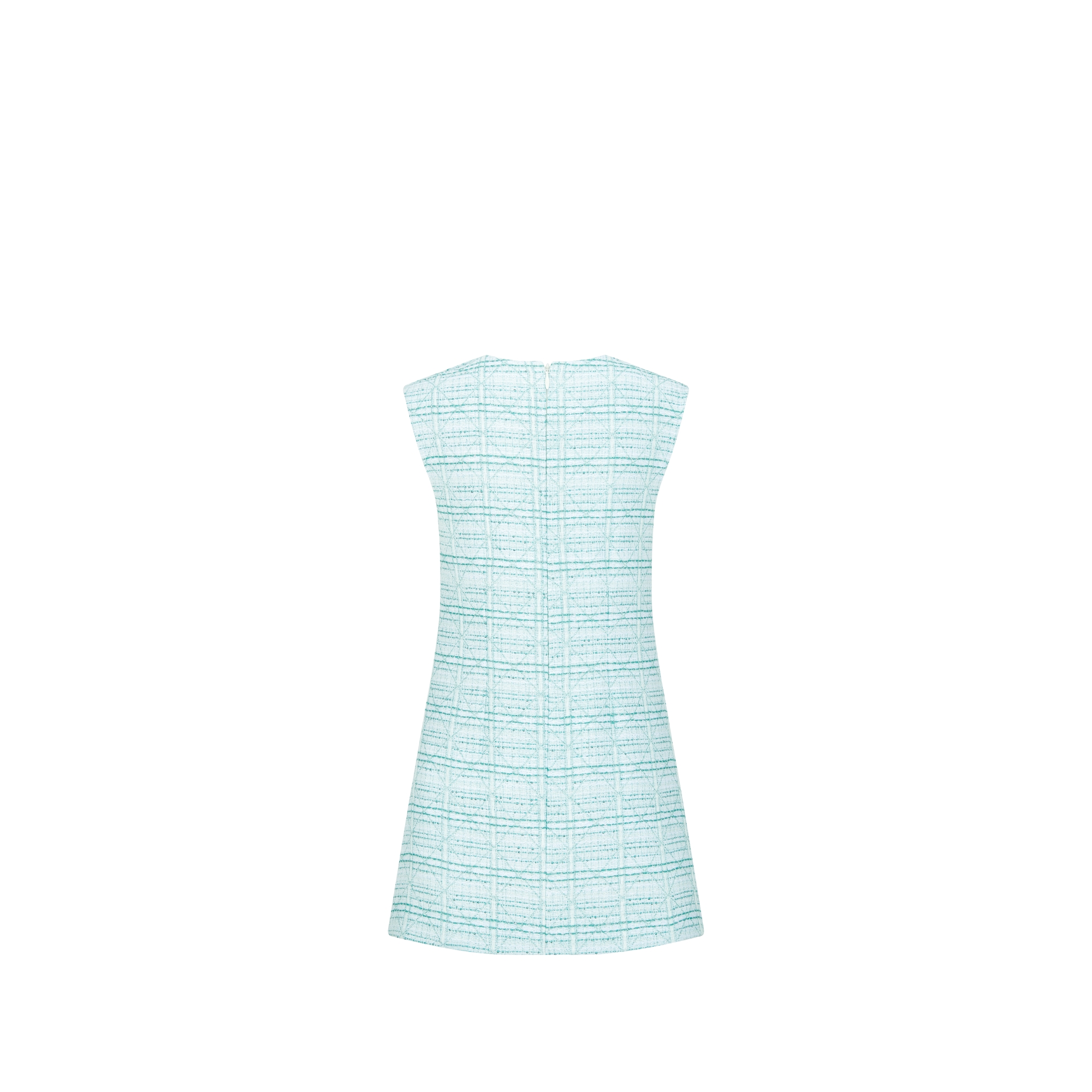 Kids' A-Line Dress Ivory Tweed with Turquoise and Silver-Tone Cannage Jacquard E08