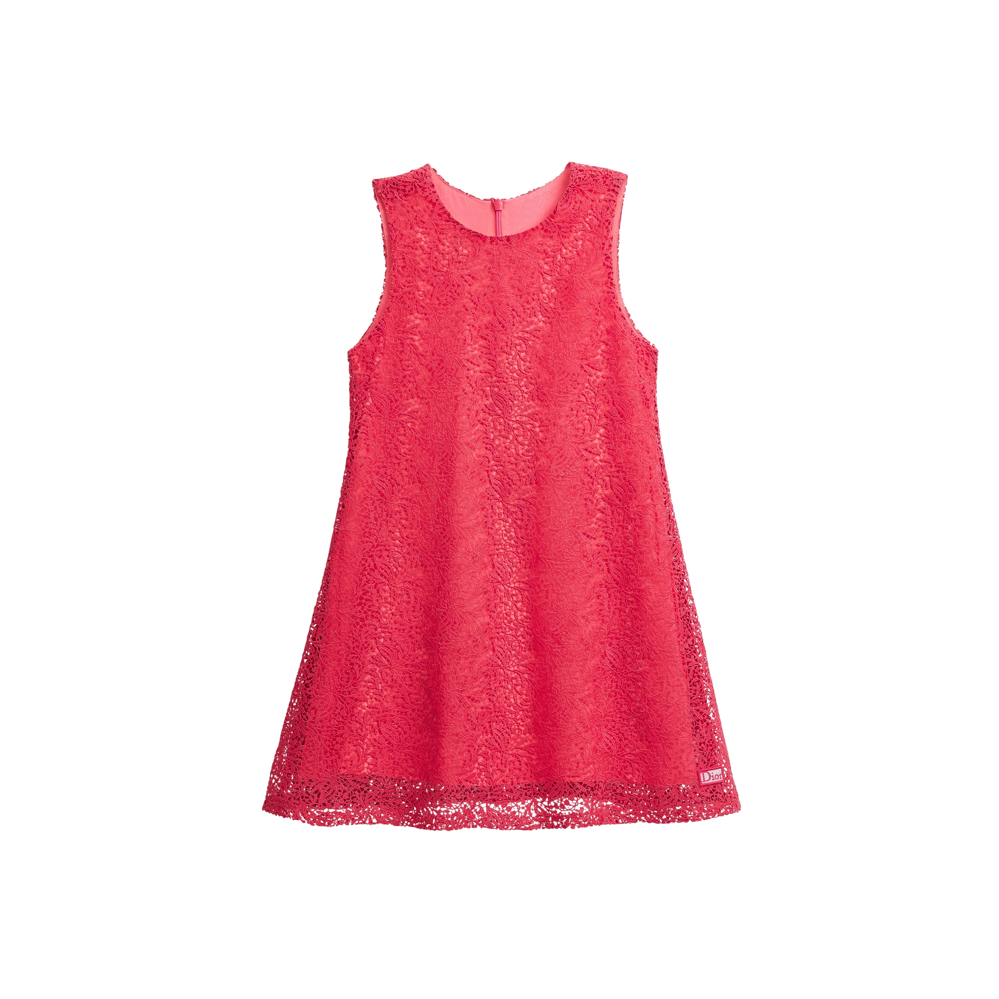 Kids' Flared Dress Fuchsia Pink Lily of the Valley Cotton Guipure E01