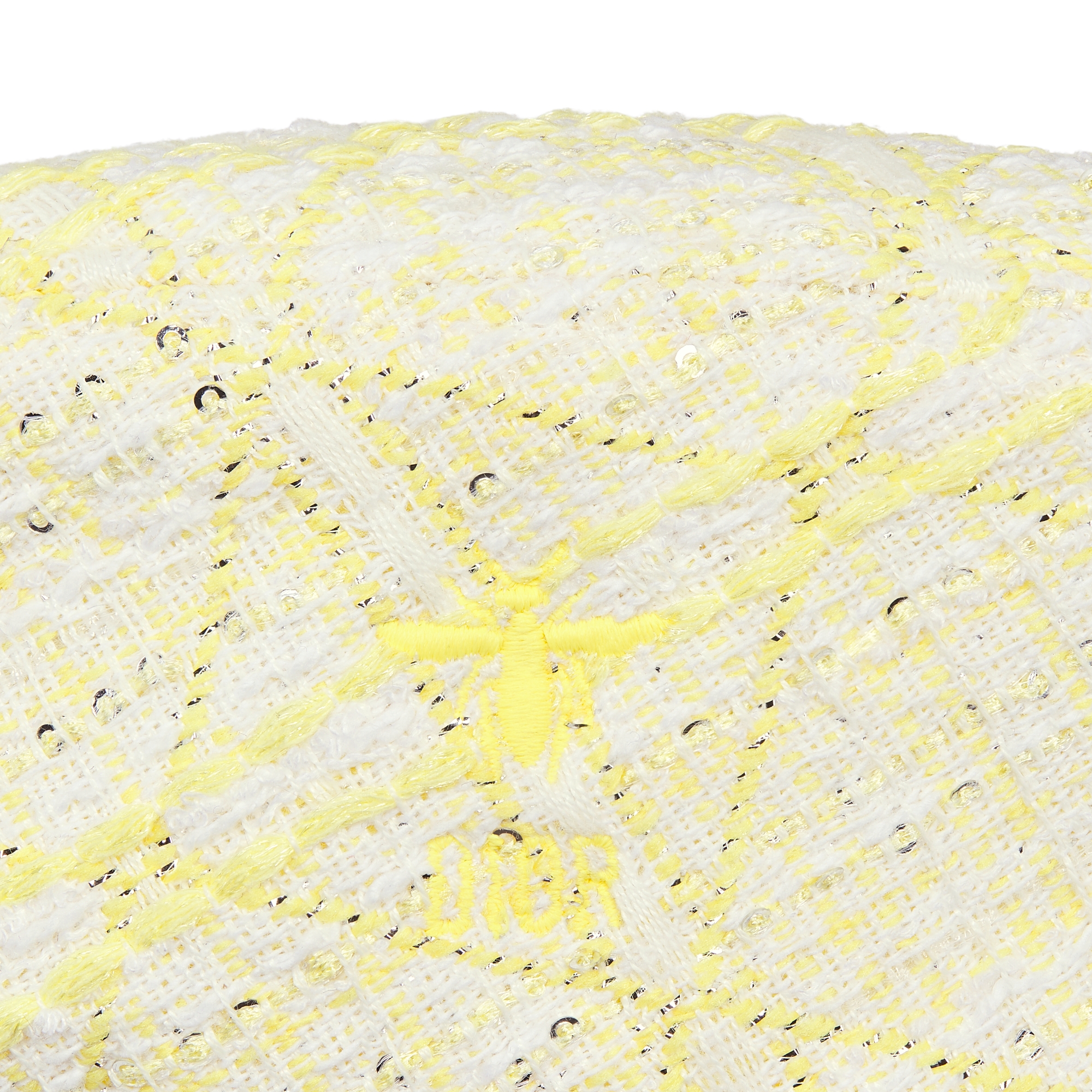 童裝貝雷帽 象牙色斜紋軟呢配黃色及金色色調 Cannage 藤格紋圖案緹花主題圖案 E09