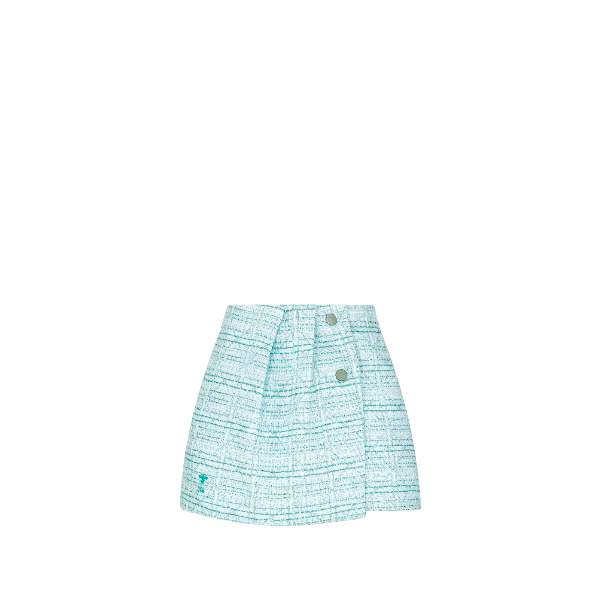 Kids' Skort Ivory Tweed with Turquoise and Silver-Tone Cannage Jacquard E01
