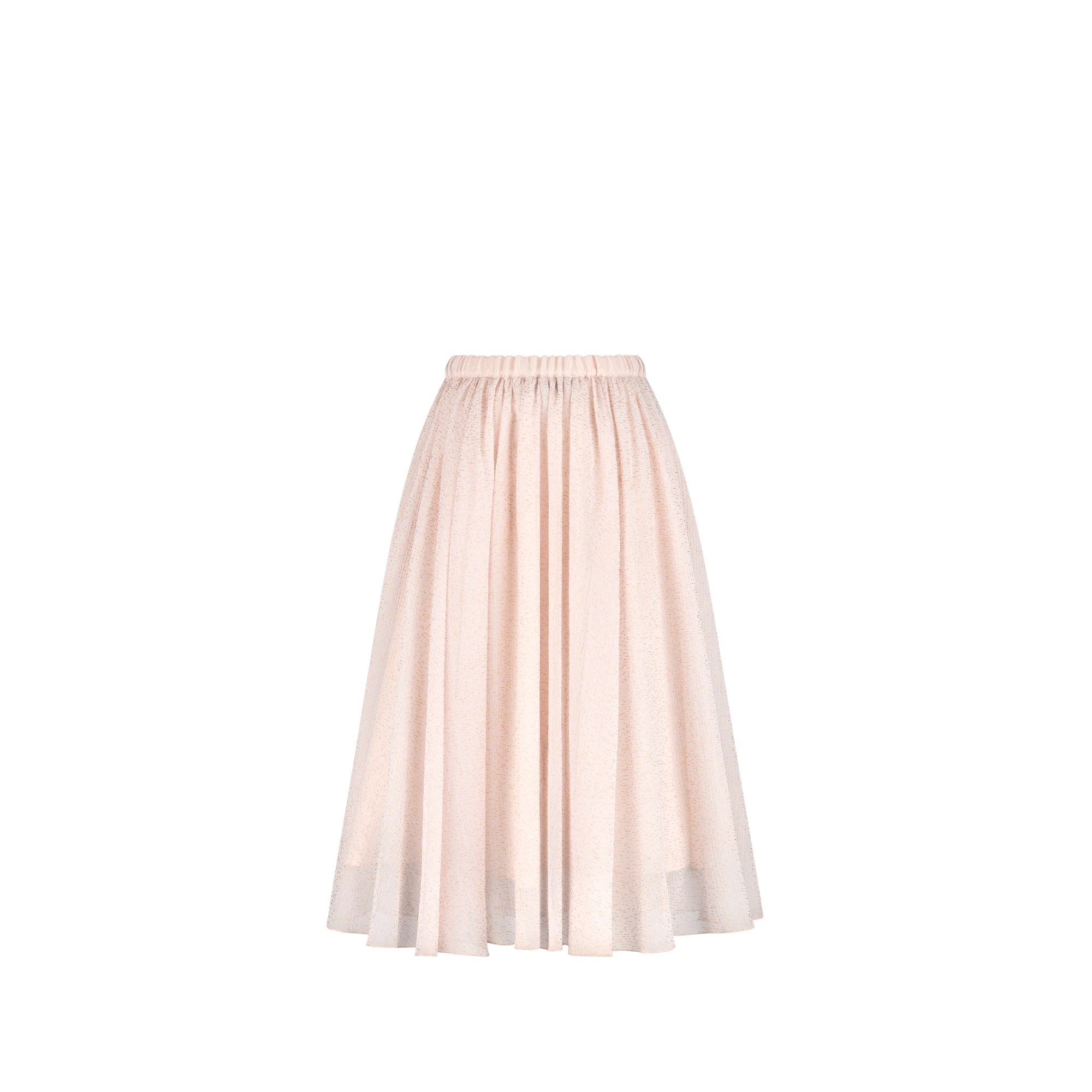 Kids' Long Skirt Pale Pink Crepe with Gold-Tone Sequins E08