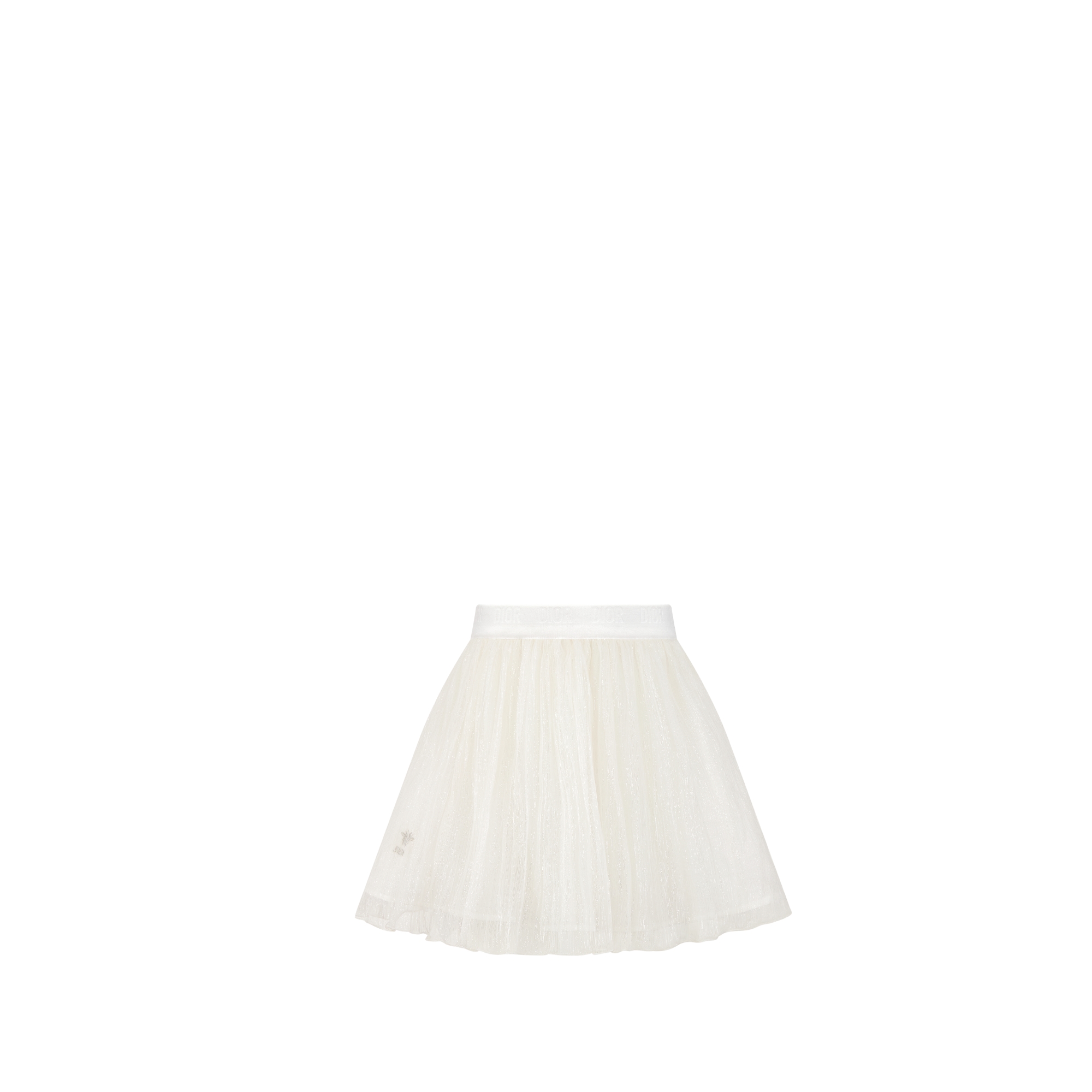 Kids' Flared Skirt Metallic Ivory Silk Chiffon E01
