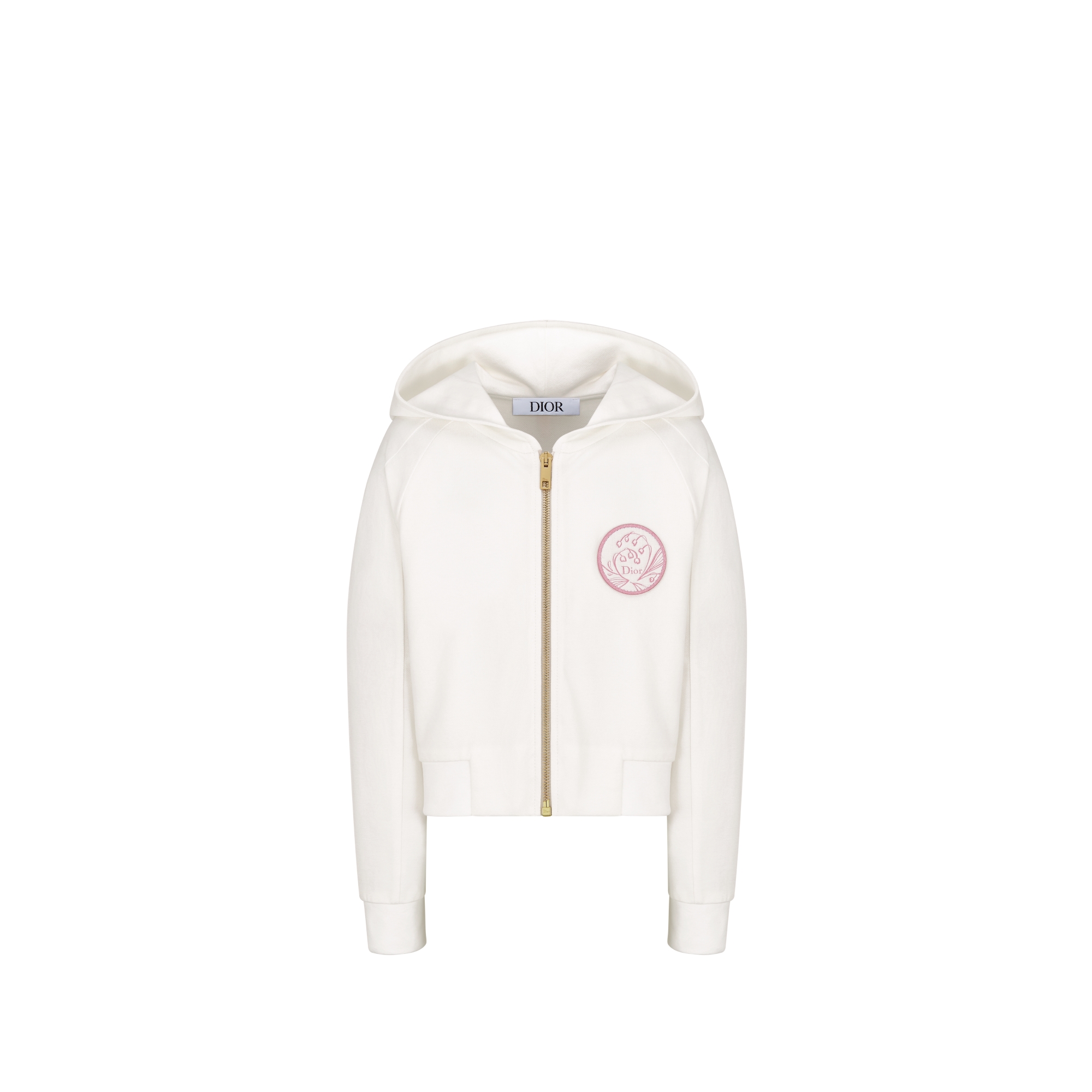 Kids' Zipped Hooded Sweatshirt Ivory Cotton Fleece E01