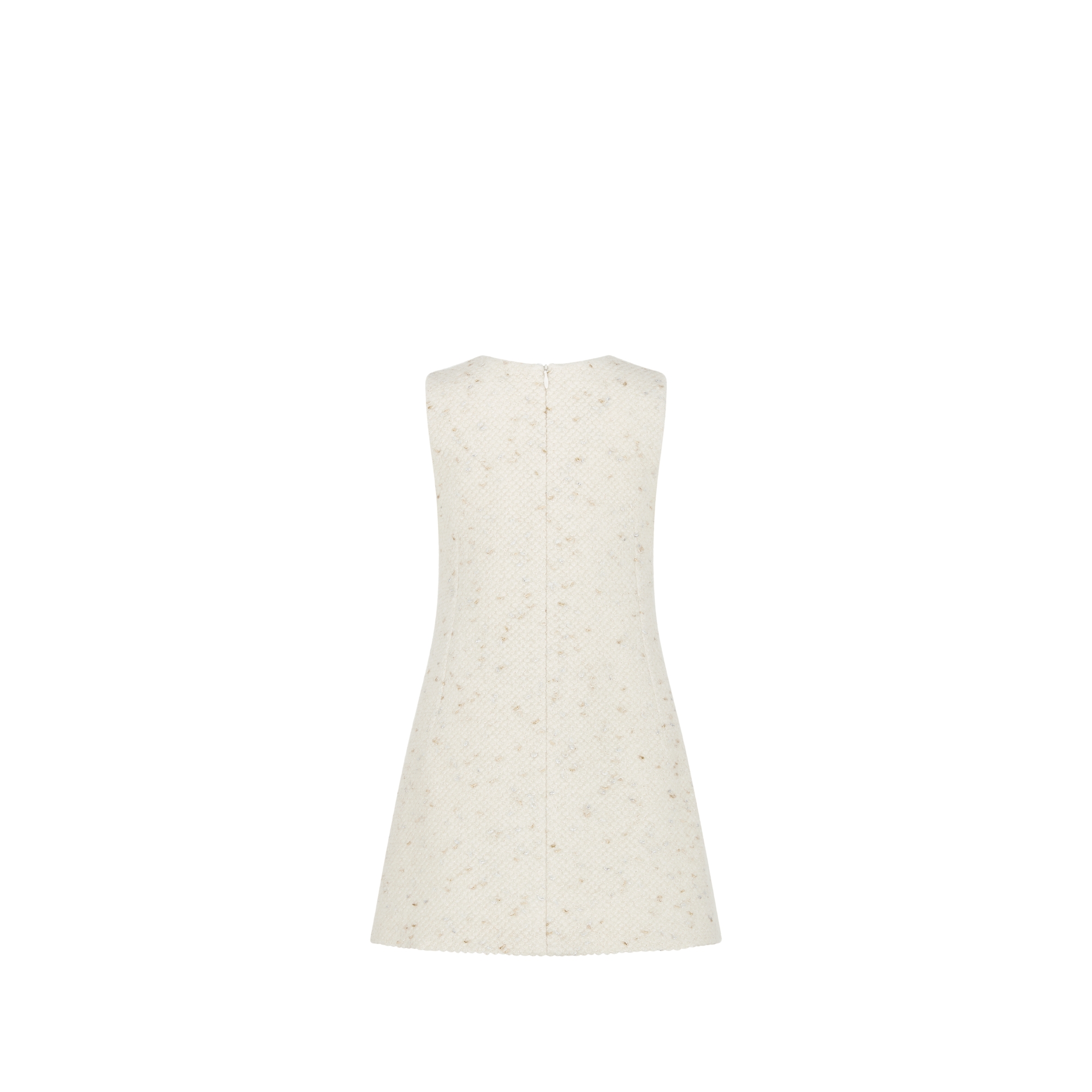 Jurk in A-lijn voor kinderen Ivoorkleurige, goudkleurige en zilverkleurige blend van wol en alpacawol E08