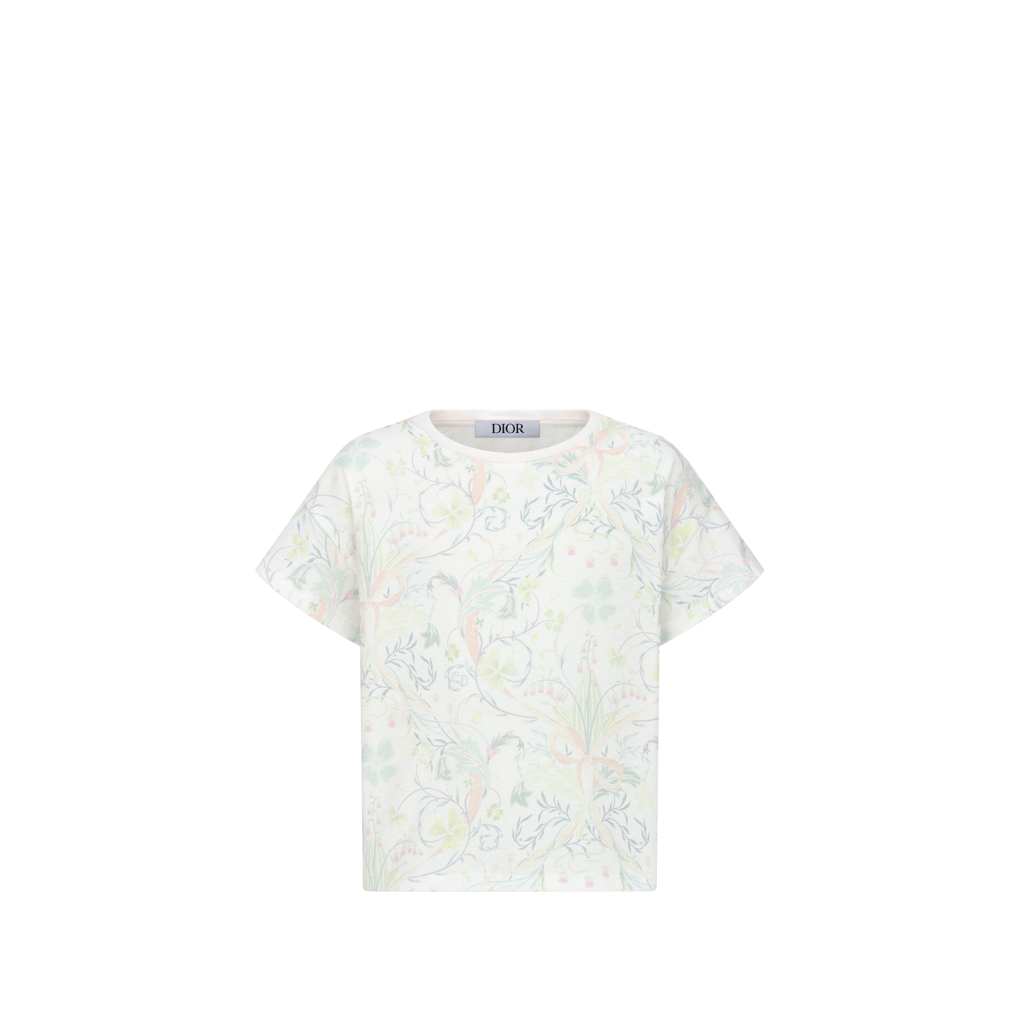 T-shirt enfant Jersey de coton ivoire à motif floral saisonnier pastel E01