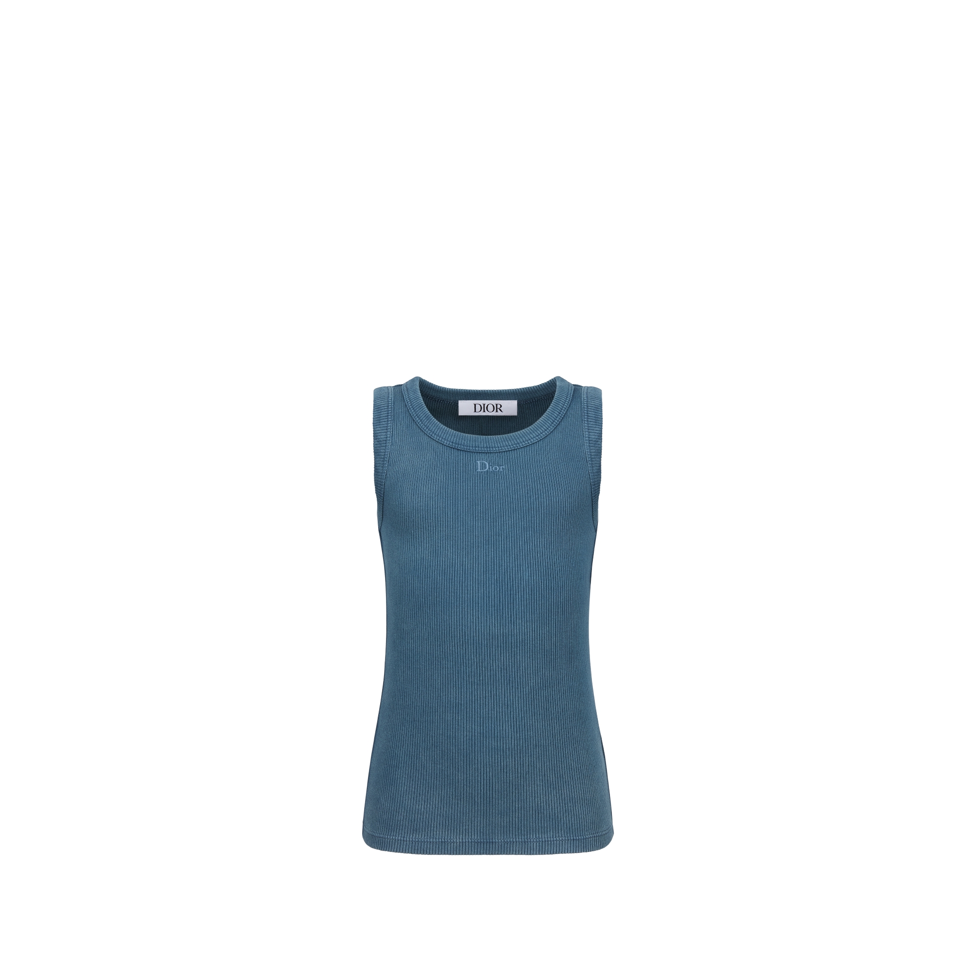 Kids' Tank Top Stonewashed Lavender Blue Ribbed Cotton Jersey E01