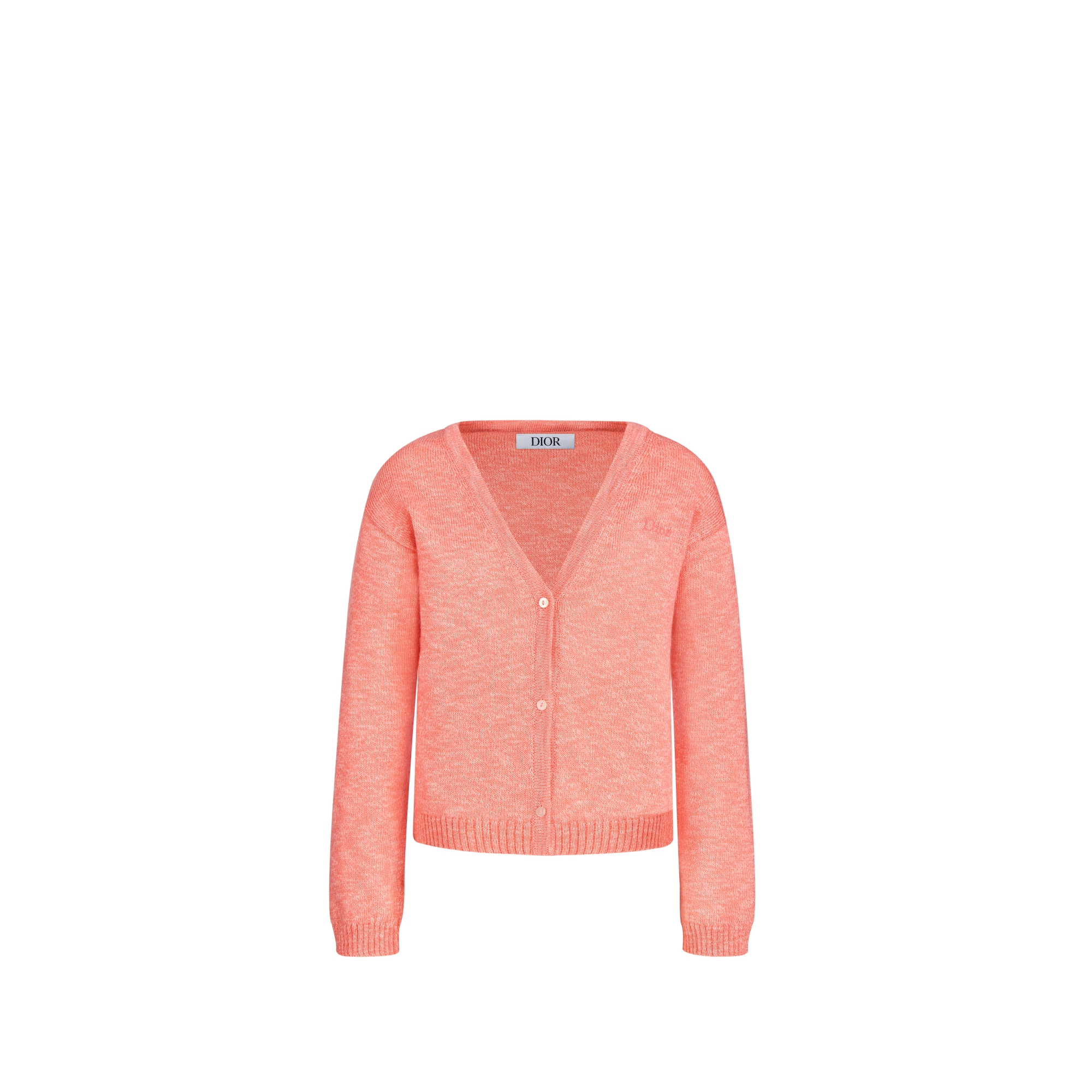 Kids' Cardigan Coral Pink Wool-Cotton Mouliné Knit E01